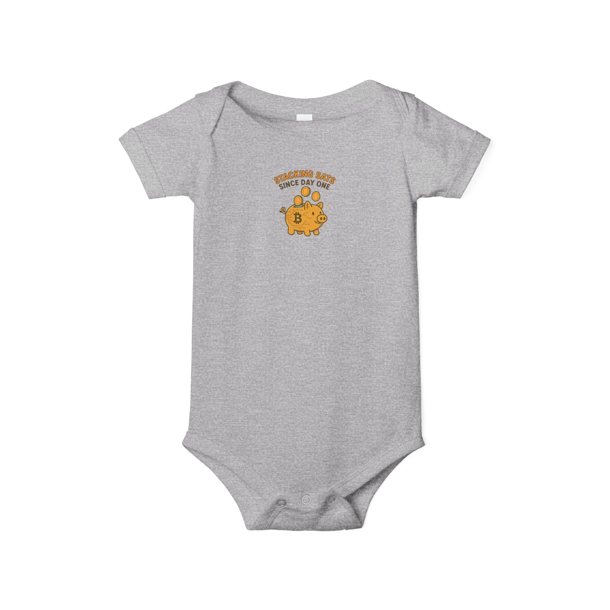 Bitcoin Baby Onesie Stacking Sats Since Day One Cute Crypto Piggy Bank Bodysuit 6 colors 100% cotton