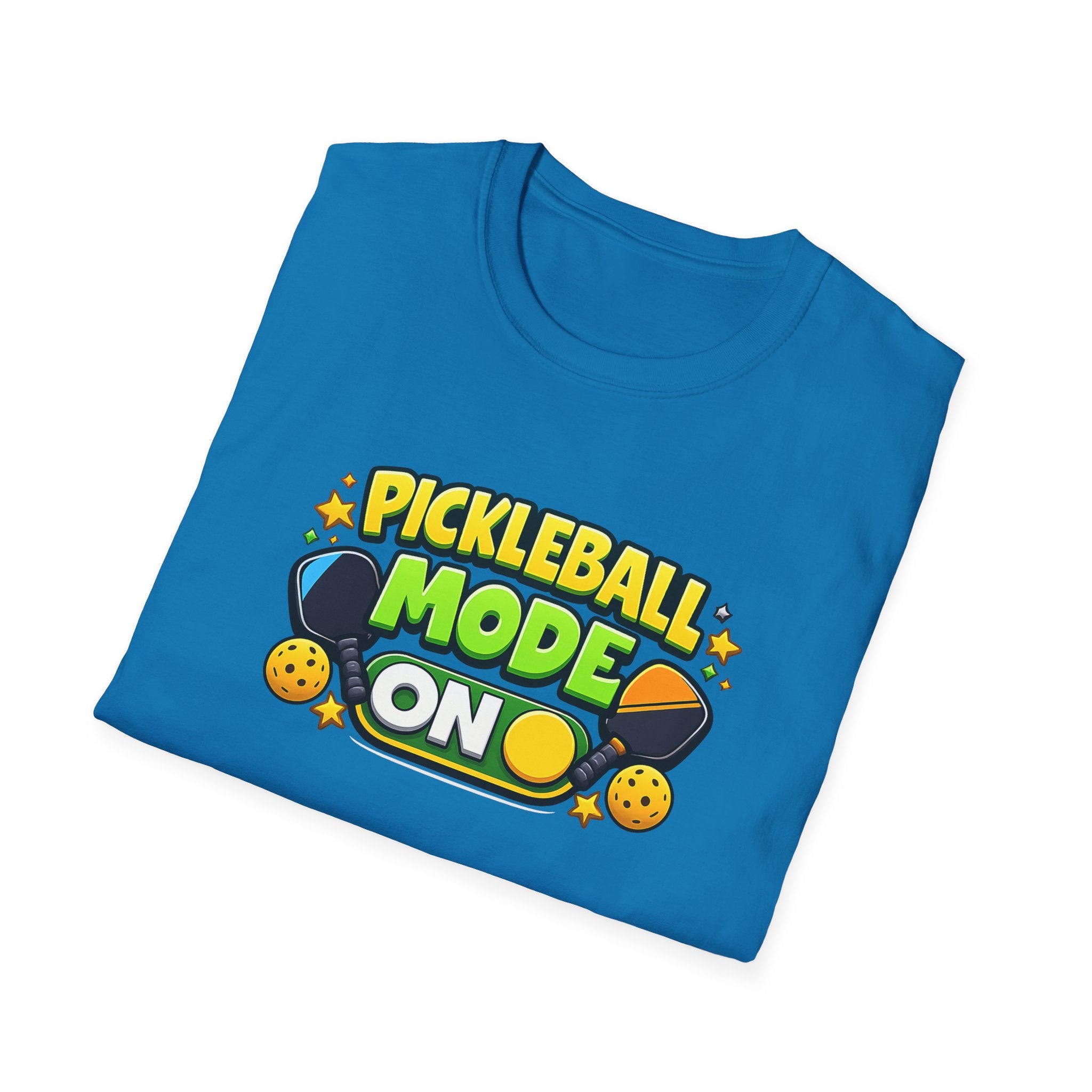 Pickleball Mode ON T-Shirt - Funny Pickleball Shirt for Men and Women, 5 Colors, 100% Cotton
