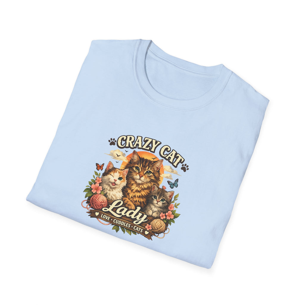 Crazy Cat Lady T-Shirt Funny Cat Lover Shirt Cat Mom Tee Cute Cat Graphic Shirt Gift for Cat Lovers 7 colors 100% cotton