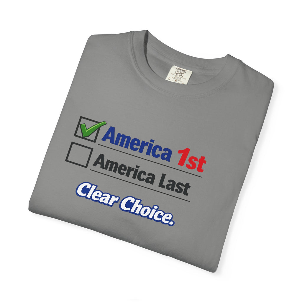 Clear Choice Patriotic Shirt America 1st Checked Tee Bold Freedom T-Shirt Patriotic Gift USA Pride Apparel 5 colors 100% cotton