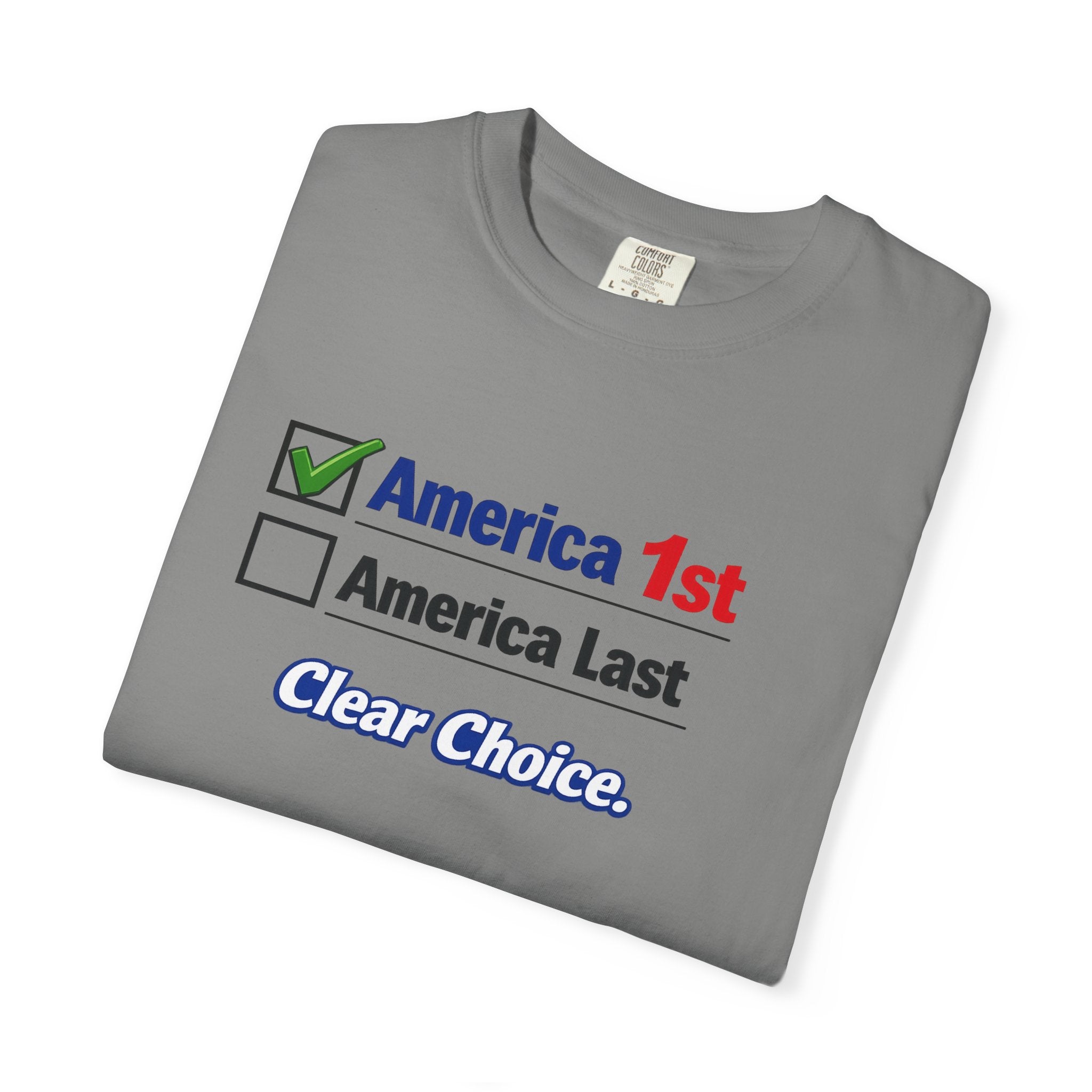 Clear Choice Patriotic Shirt America 1st Checked Tee Bold Freedom T-Shirt Patriotic Gift USA Pride Apparel 5 colors 100% cotton