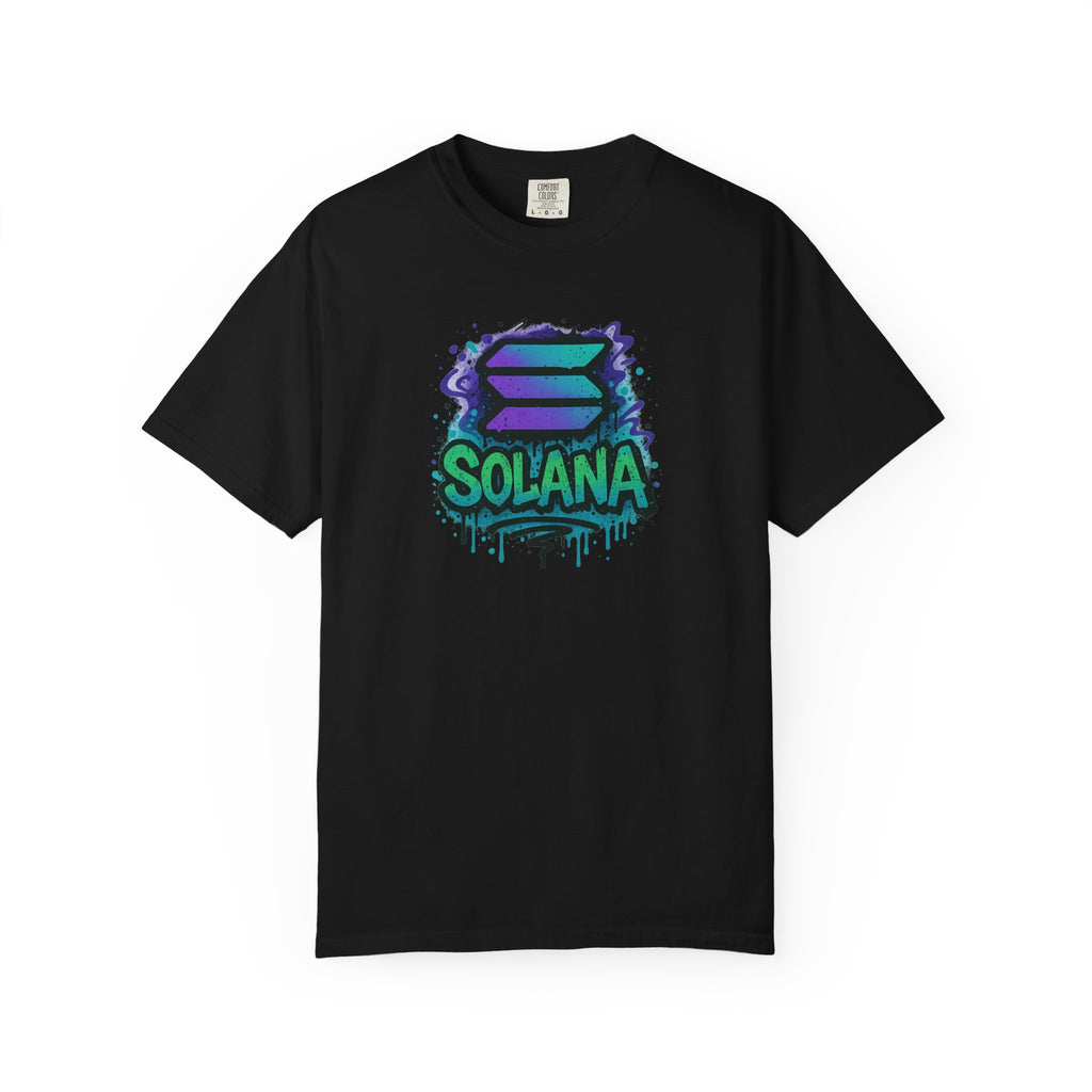 Solana Street Style Graffiti Tee Urban Crypto T-Shirt for Investors & Blockchain Fans Trendy Solana Logo Shirt 5 colors 100% cotton