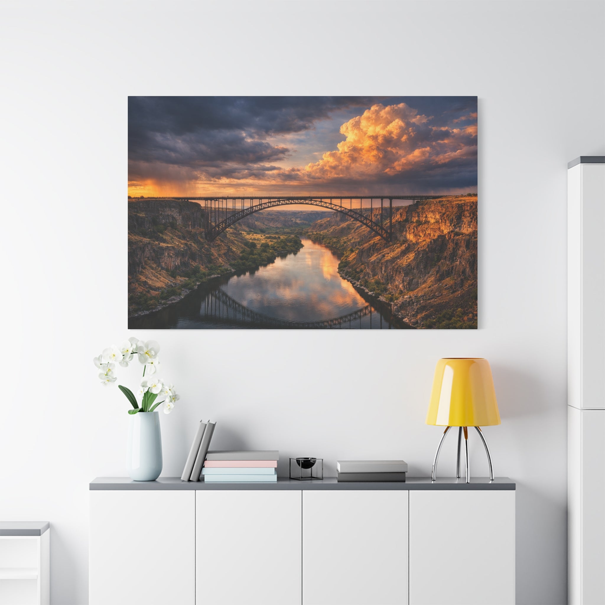 Perrine Bridge Canvas Wall Art Snake River Canyon Landscape Large Panoramic Photography Print Matte Canvas Stretched 1.25 6 sizes