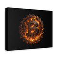 Fiery Bitcoin Emblem Canvas Bitcoin Wall Art 12 x 9