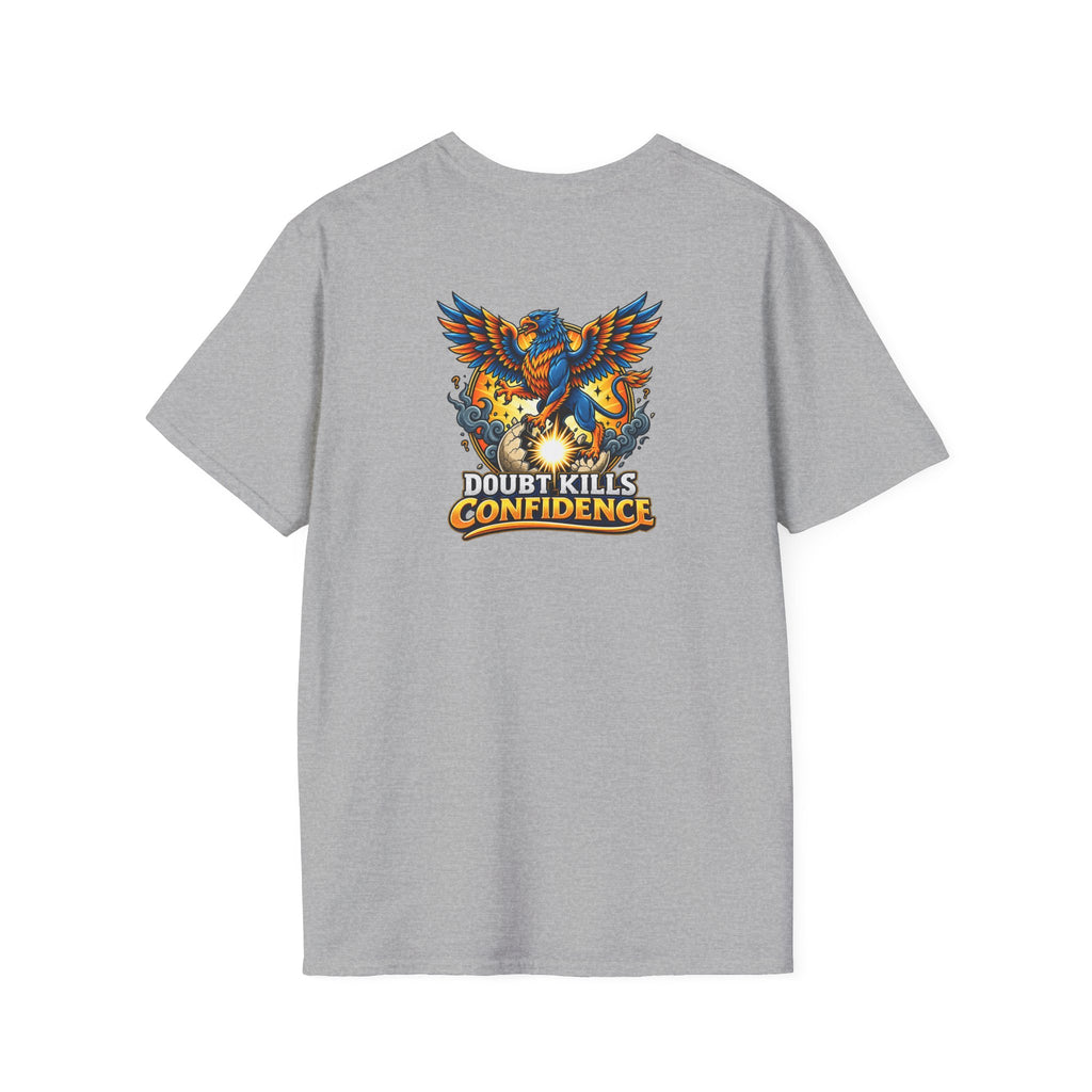 SatsandStripes.com Doubt Kills Confidence Phoenix T-Shirt – Motivational Back Print Graphic Tee Grey