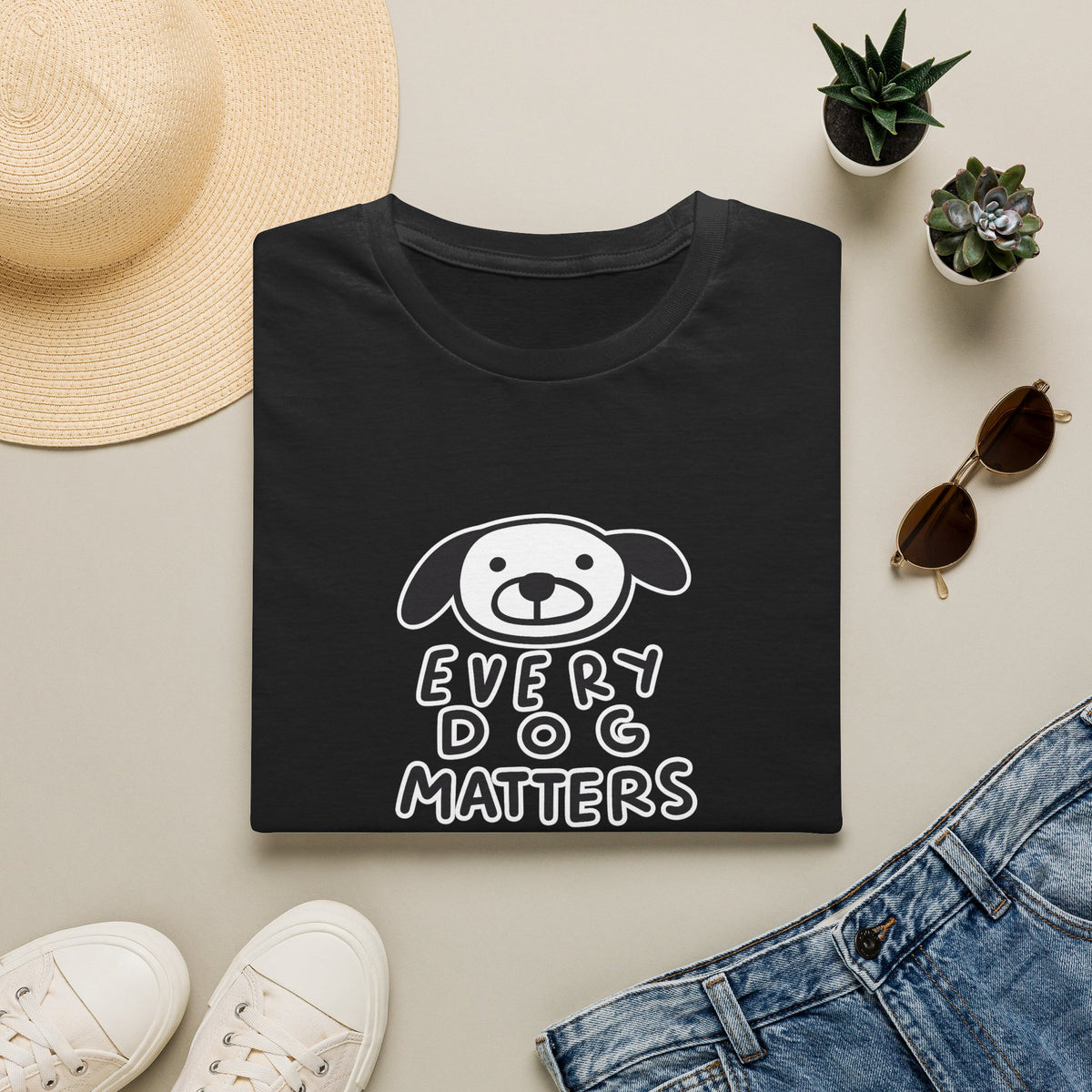SatsandSripes.com Every Dog Matters T-Shirt Cute Dog Lover Shirt Rescue & Adoption Tee Animal Lover Gift Pet Lover Top Black
