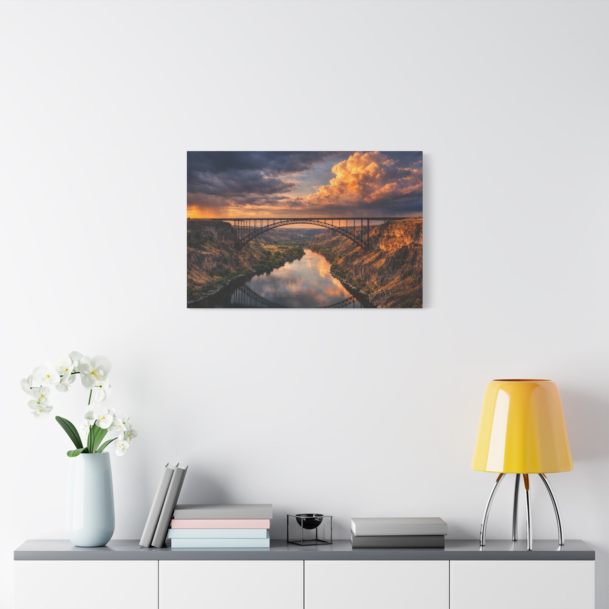 Perrine Bridge Canvas Wall Art Snake River Canyon Landscape Large Panoramic Photography Print Matte Canvas Stretched 1.25 6 sizes