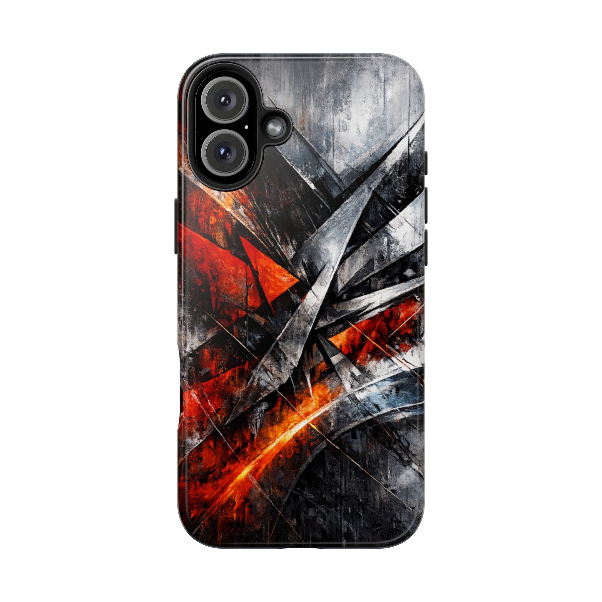 Abstrakte Rot-Schwarze Handyhülle Geometrisches Armor-Design Stoßfeste Hülle iPhone & Samsung