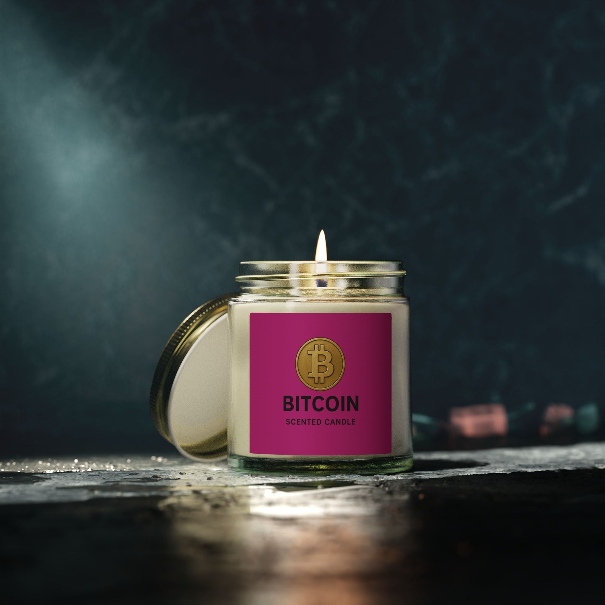 Bitcoin Logo Candles Coconut Apricot Wax 4 oz & 9 oz sizes 8 fragrances available