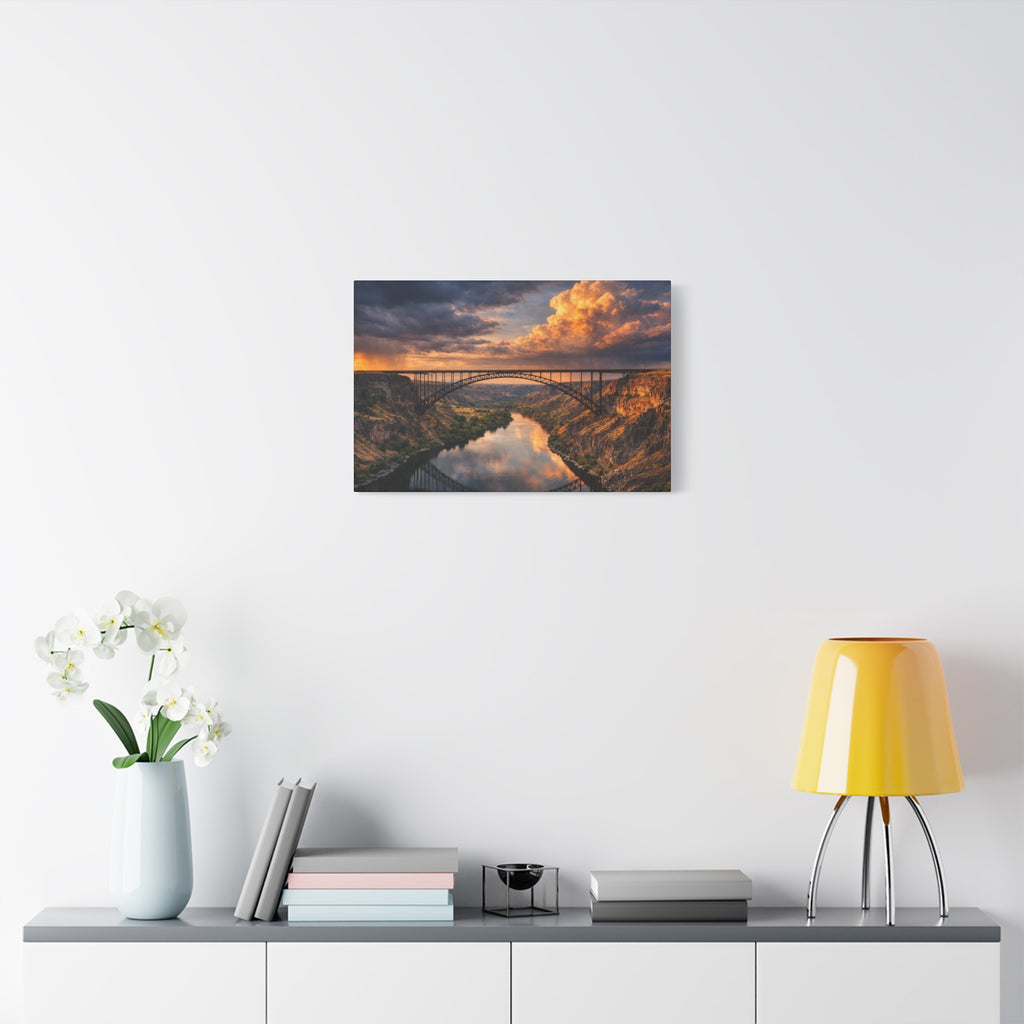 Perrine Bridge Canvas Wall Art Snake River Canyon Landscape Large Panoramic Photography Print Matte Canvas Stretched 1.25 6 sizes