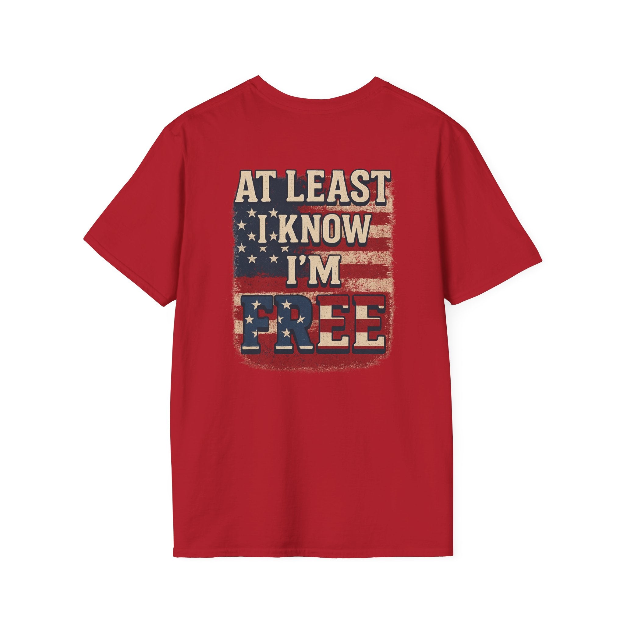 Proud to be an American at Least I know I'm Free Patriotic Tee with Eagle and Flag 5 colors 100% cotton