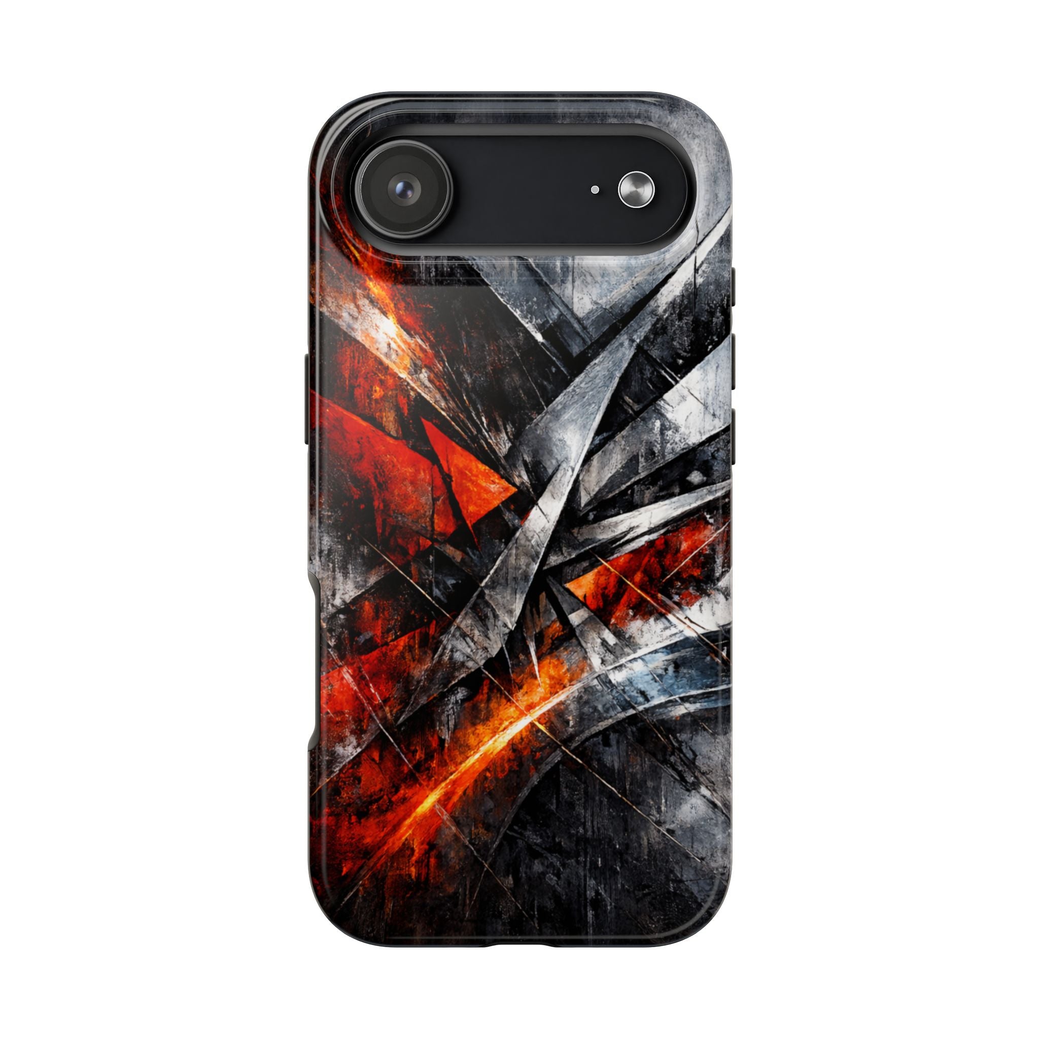 Abstrakte Rot-Schwarze Handyhülle Geometrisches Armor-Design Stoßfeste Hülle iPhone & Samsung