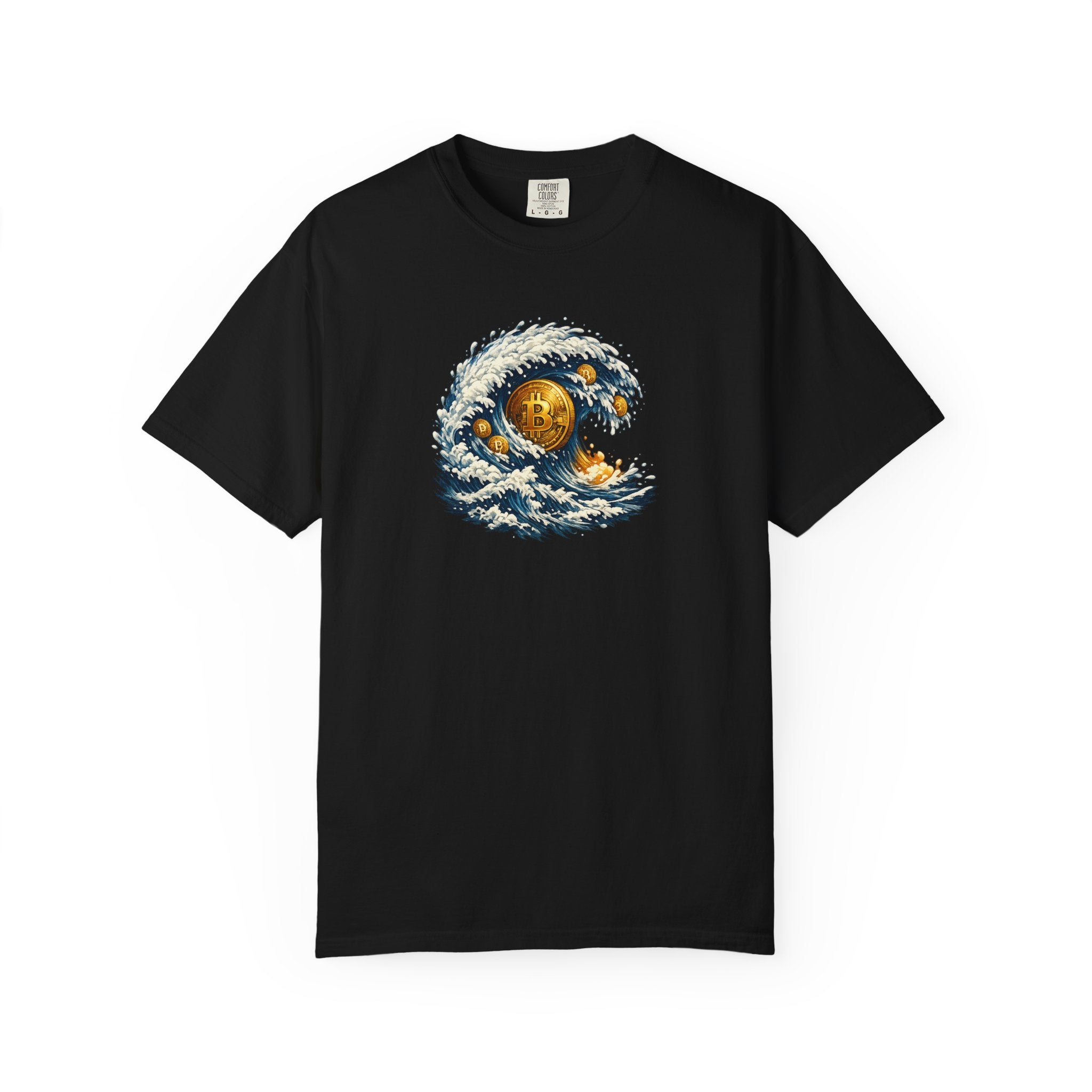 Bitcoin Tidal Wave T-Shirt Futuristic Crypto Graphic Tee Bitcoin Art Shirt Crypto Gift 12 colors 100% cotton