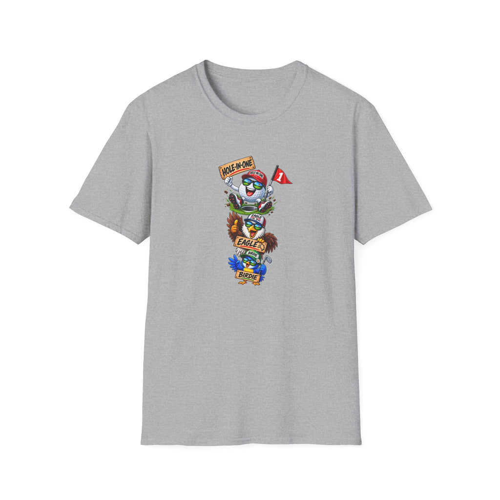 SatsandStripes.com Hole-In-One, Eagle & Birdie Funny Golf T-Shirt – Golfer Graphic Tee Grey