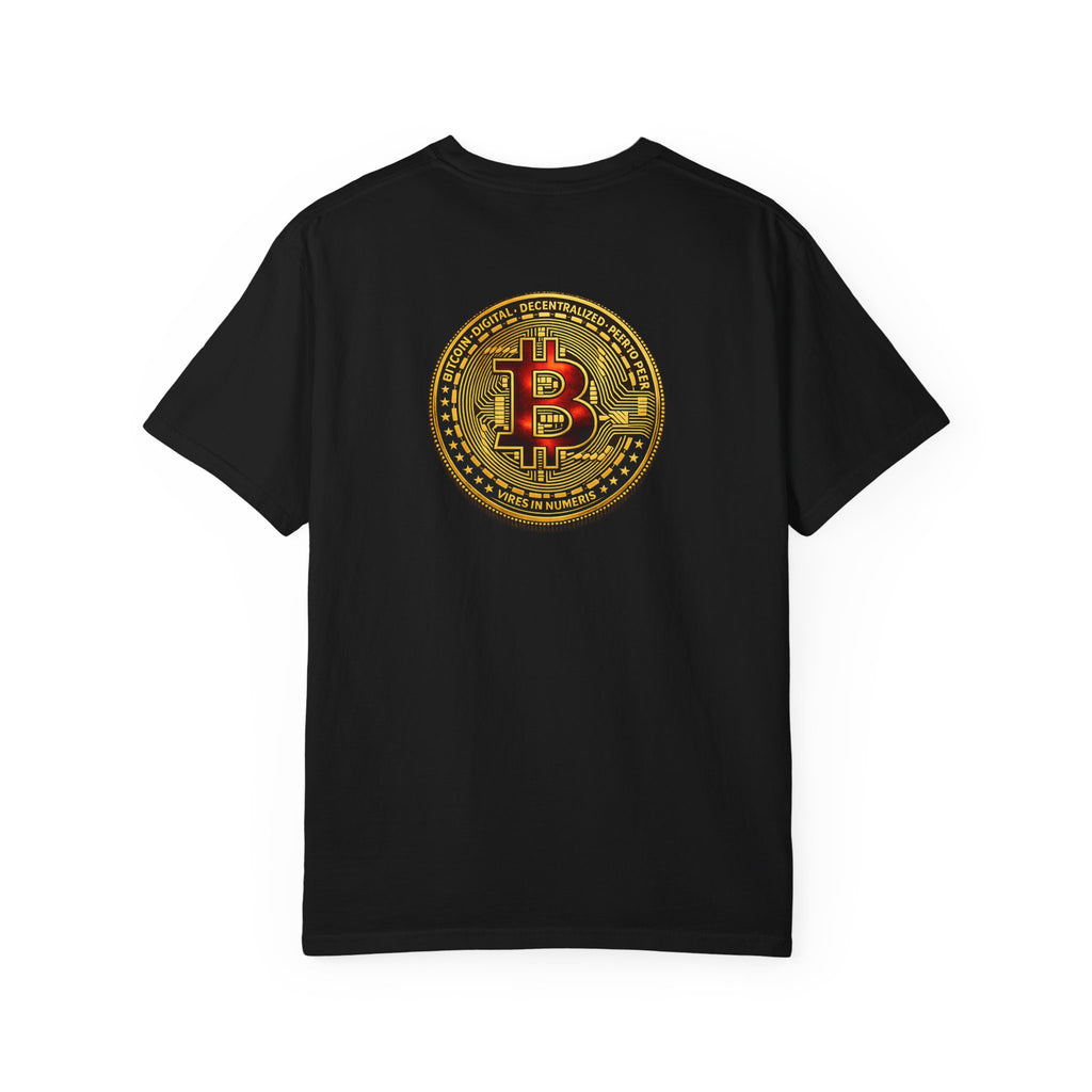 Red and Gold Bitcoin Coin Back Print T-Shirt Crypto Decentralized Graphic Tee 5 colors 100% cotton