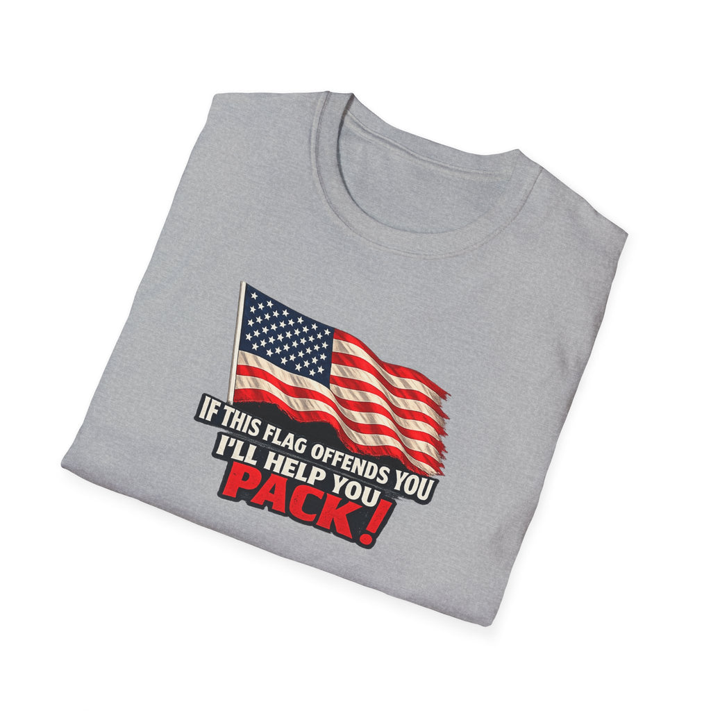 If This Flag Offends You I'll Help You Pack Tee Patriotic American Flag Shirt Gift for Patriots 7 colors 100% cotton