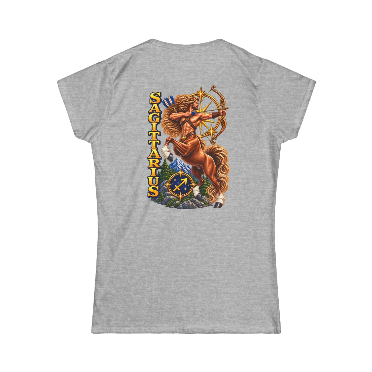 SatsandStripes.com Sagittarius Zodiac Women's T-Shirt – Bold Archer Centaur Astrology Tee Nov 22–Dec 21 - Grey