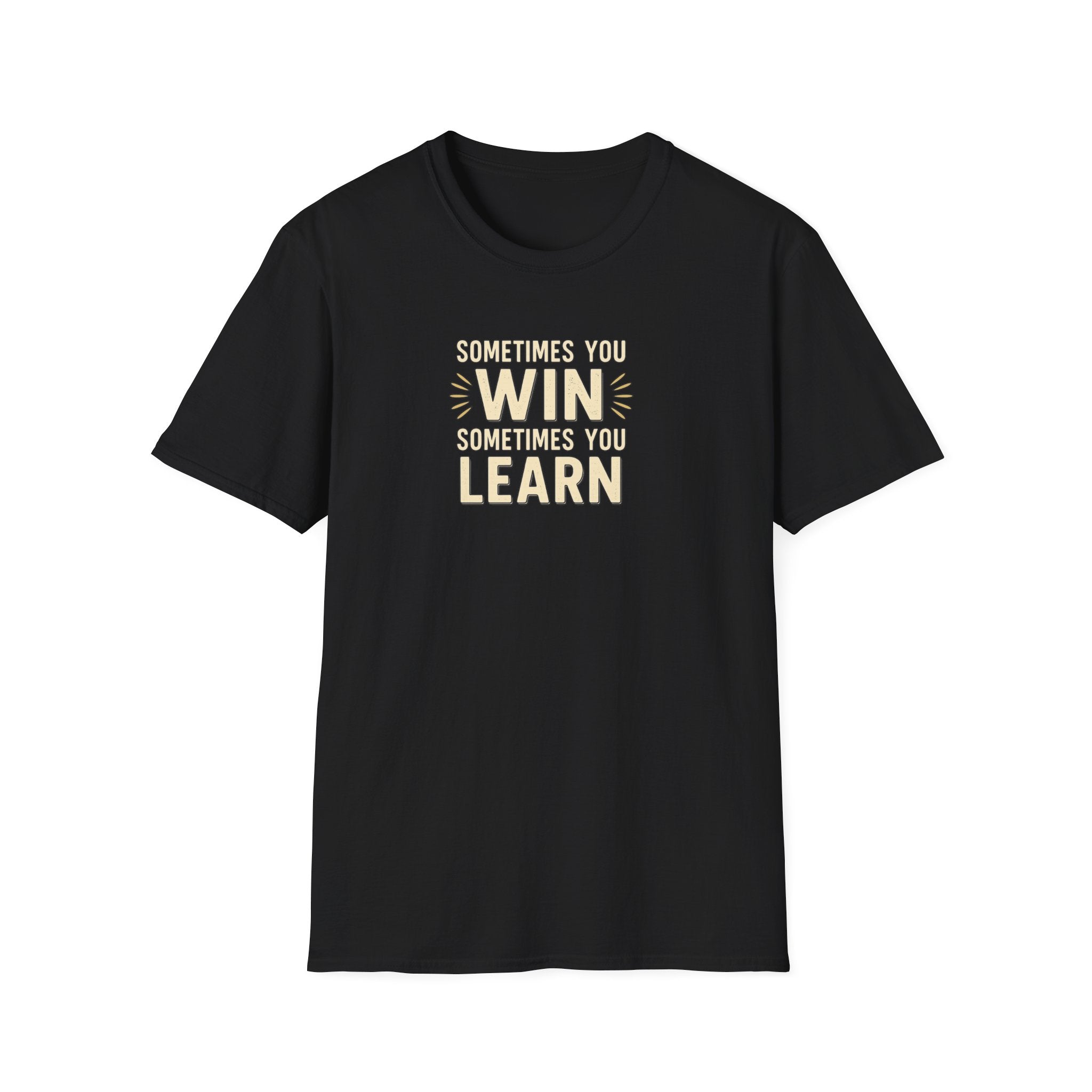 Sats and Stripes Win or Learn Tee When Quitting is not an Option Bold Motivation Streetwear Black