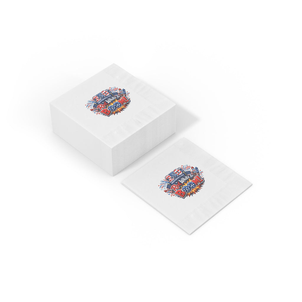 Red White & Boom Napkins USA 250th Anniversary Napkins 4th of July Patriotic Decor America 250 Celebration (50 or 100 Count) 2 sizes