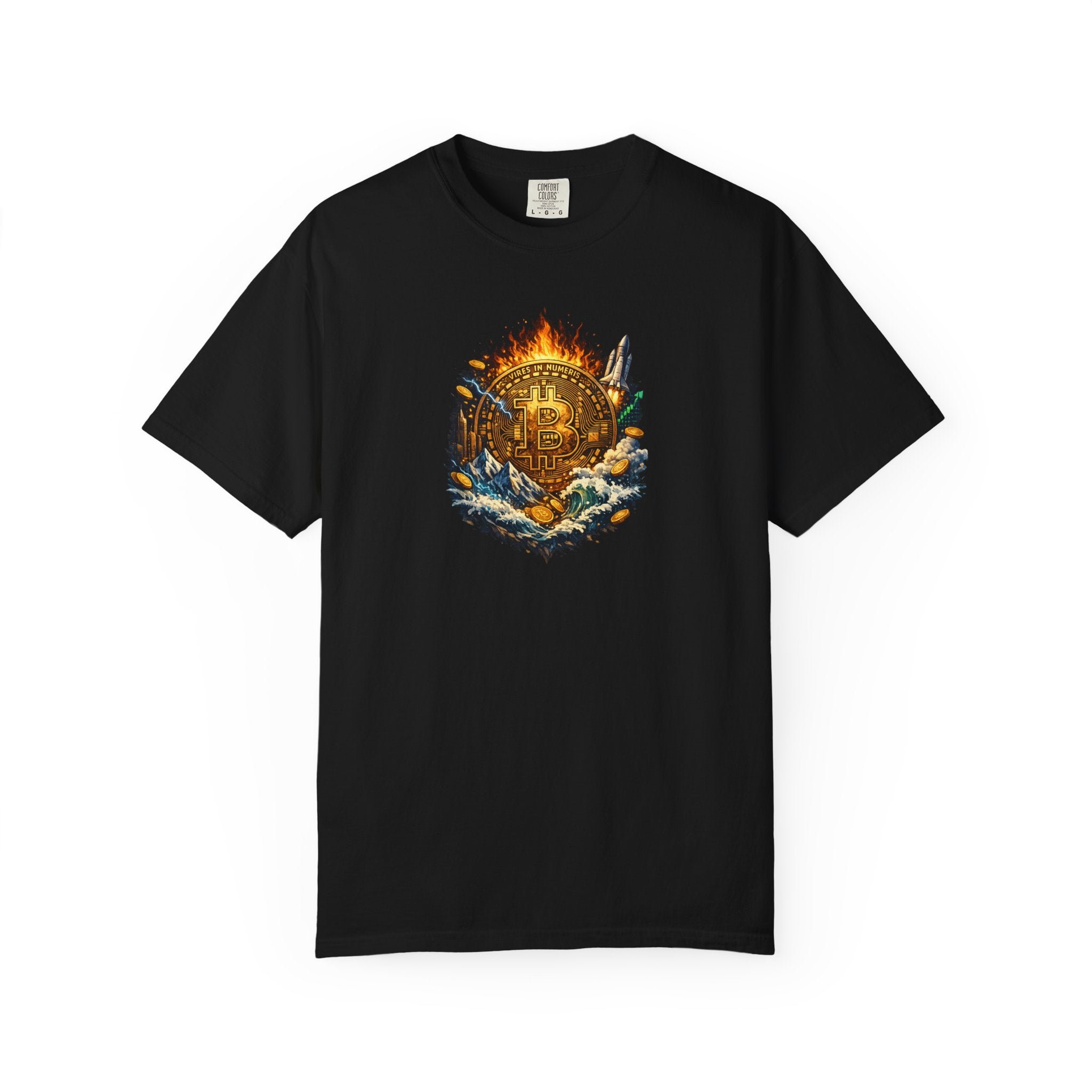 Bitcoin Tidal Wave T-Shirt Futuristic Crypto Graphic Tee Bitcoin Art Shirt Crypto Gift for Him 12 colors 100% cotton