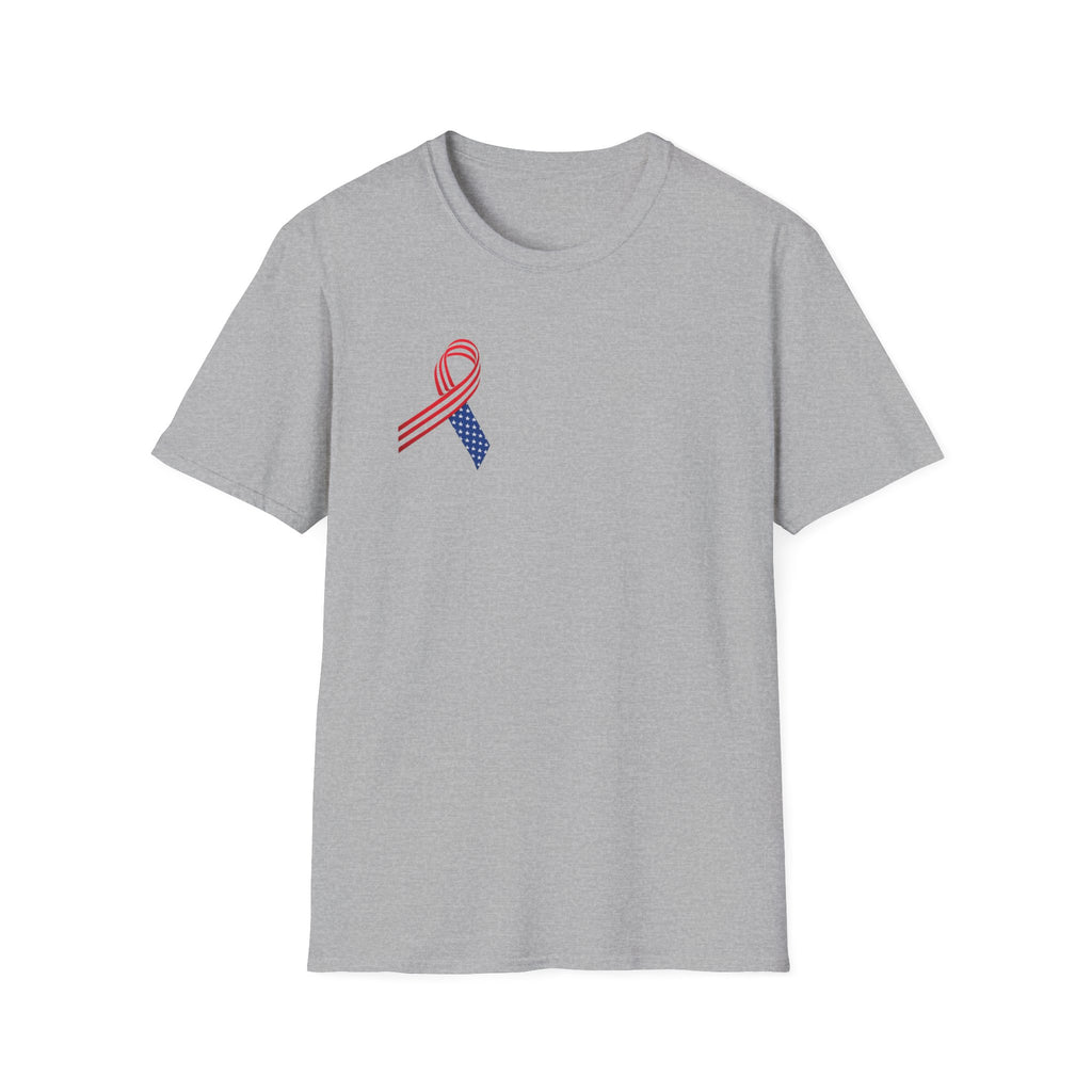 Patriotic Awareness Ribbon T-Shirt Red White Blue USA Veterans Memorial Support Shirt Minimal Patriotic Tee 5 colors 100% cotton