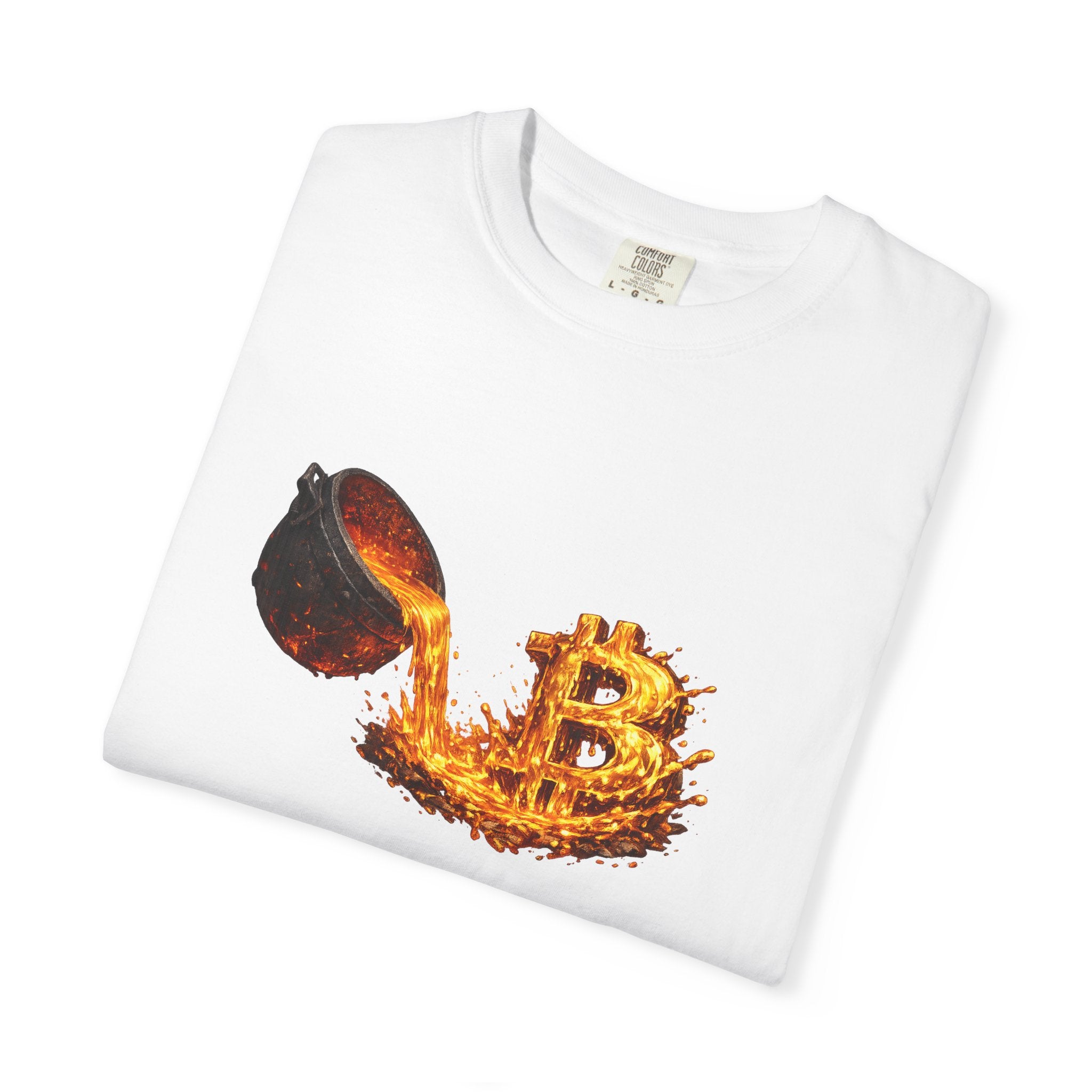 Burning Bitcoin spoon T-shirt Crypto Investor Shirt Bitcoin Holder Apparel Digital Gold Graphic Tee 5 colors 100% cotton