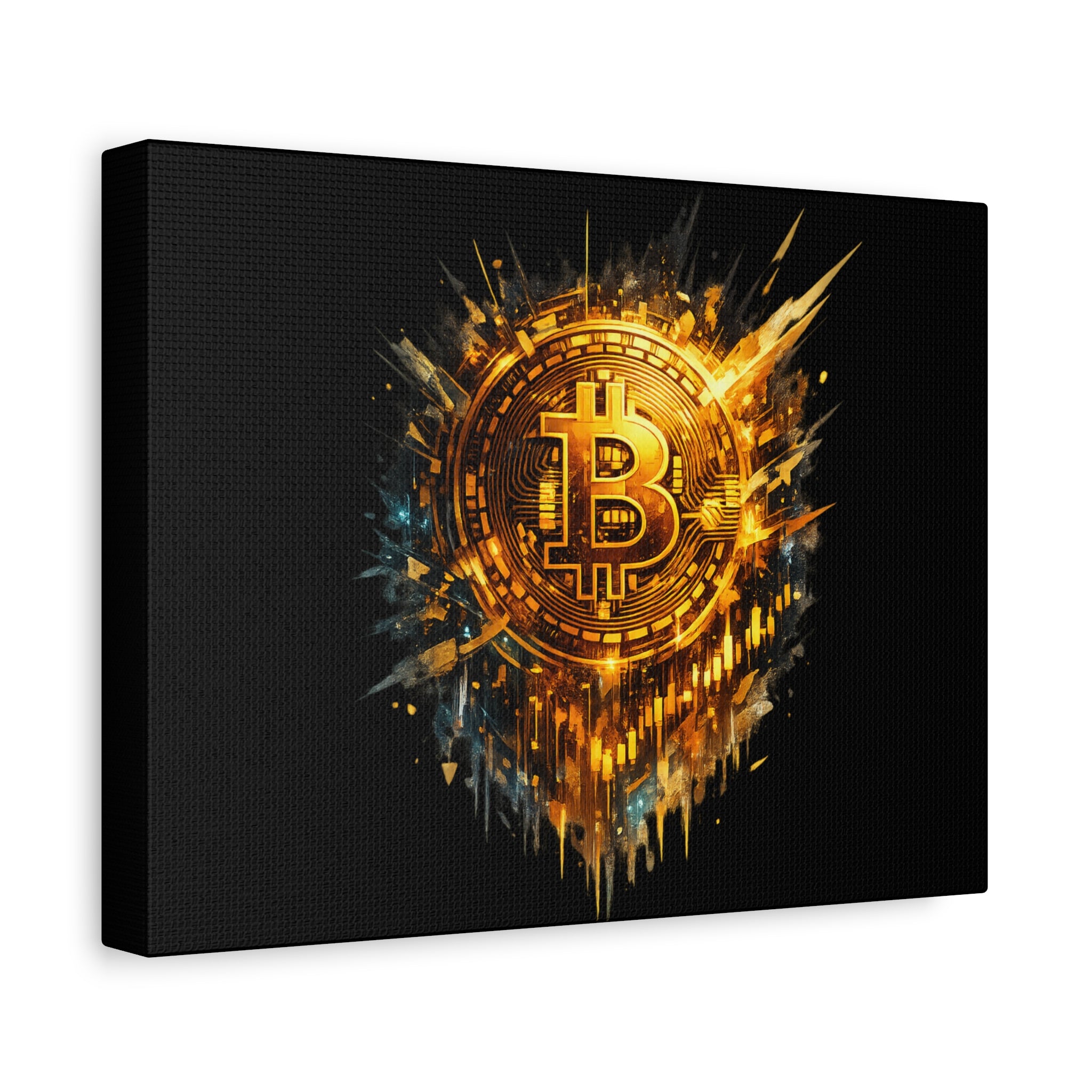 Bitcoin Wall Art Canvas Gold Bitcoin Artwork Crypto Wall Decor Modern Bitcoin Canvas Print Cryptocurrency Office Art 12 x 9