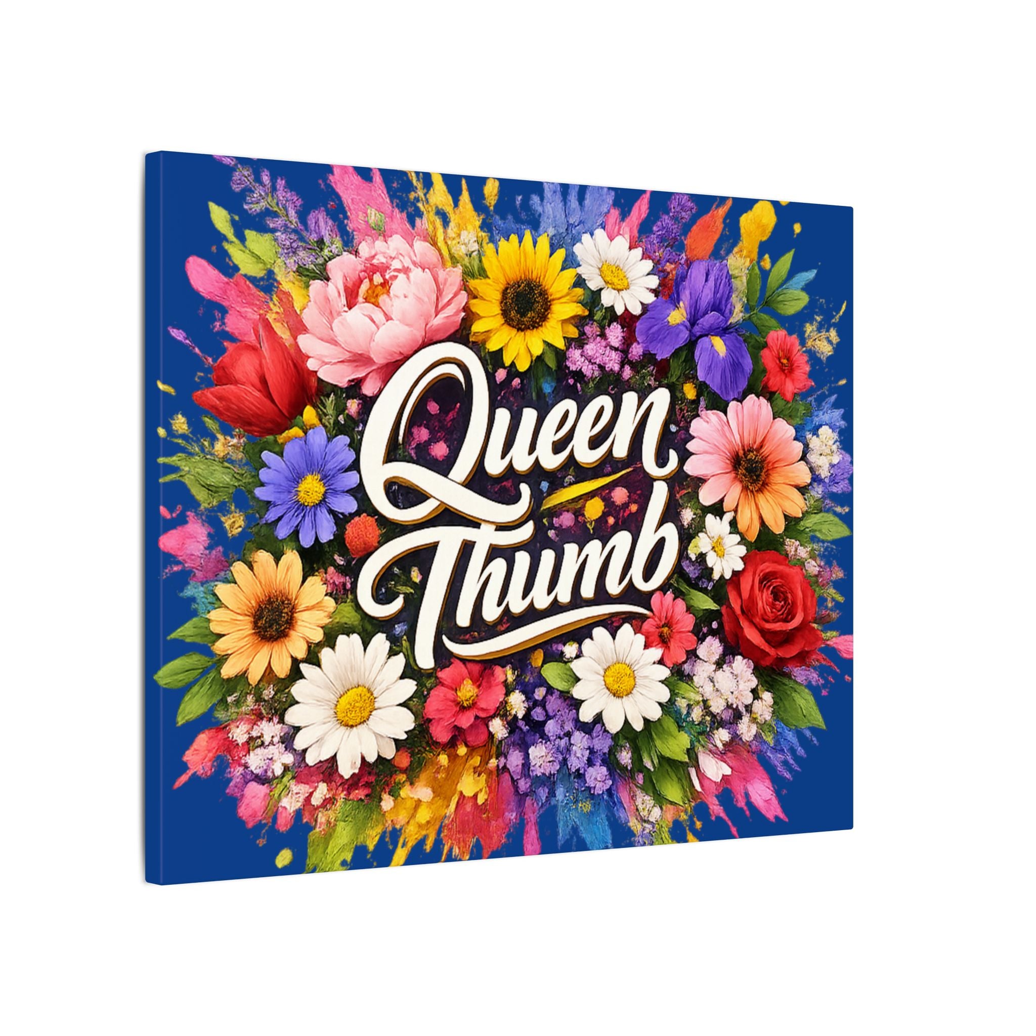 Queen Thumb Floral Canvas Wall Art Colorful Flower Canvas Print Gardener Gift Botanical Living Room Decor Blue Wall Art 3 sizes