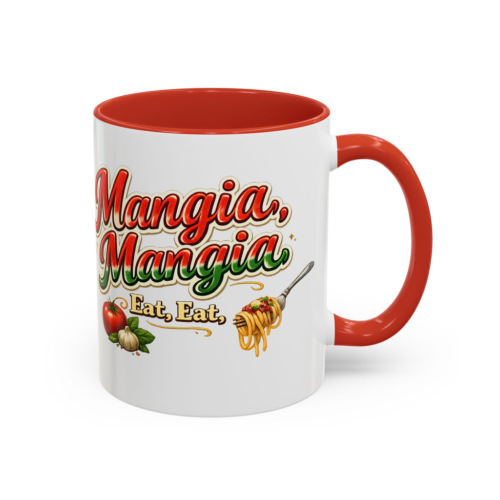 SatsandSripes.com Mangia Mangia Eat Eat Italian Mug Eat Eat Coffee Cup Funny Pasta Lover Gift Italian Kitchen Accent Mug 11 oz or 15 oz