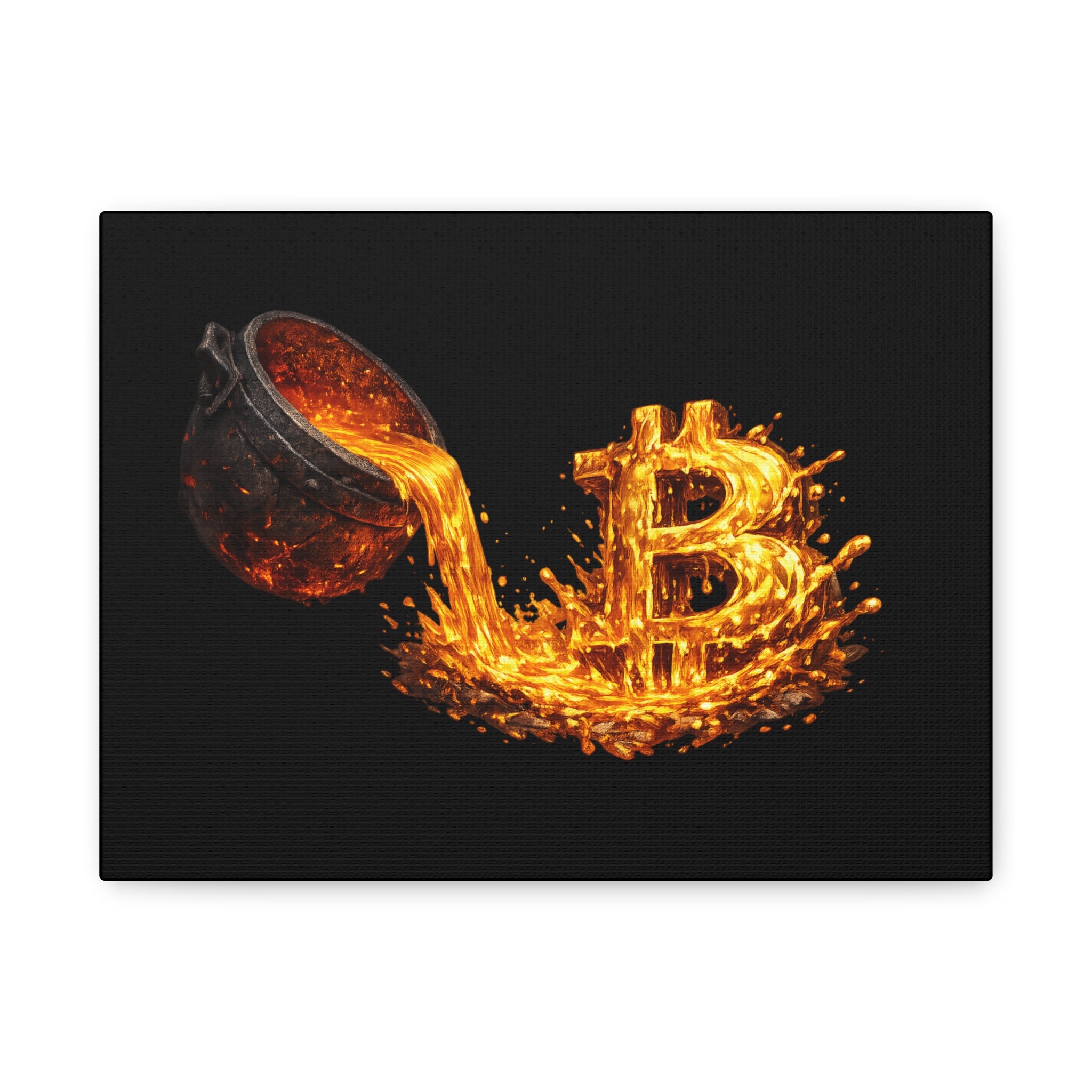 Molten Bitcoin Pour Canvas Bitcoin Wall Art 12 x 9