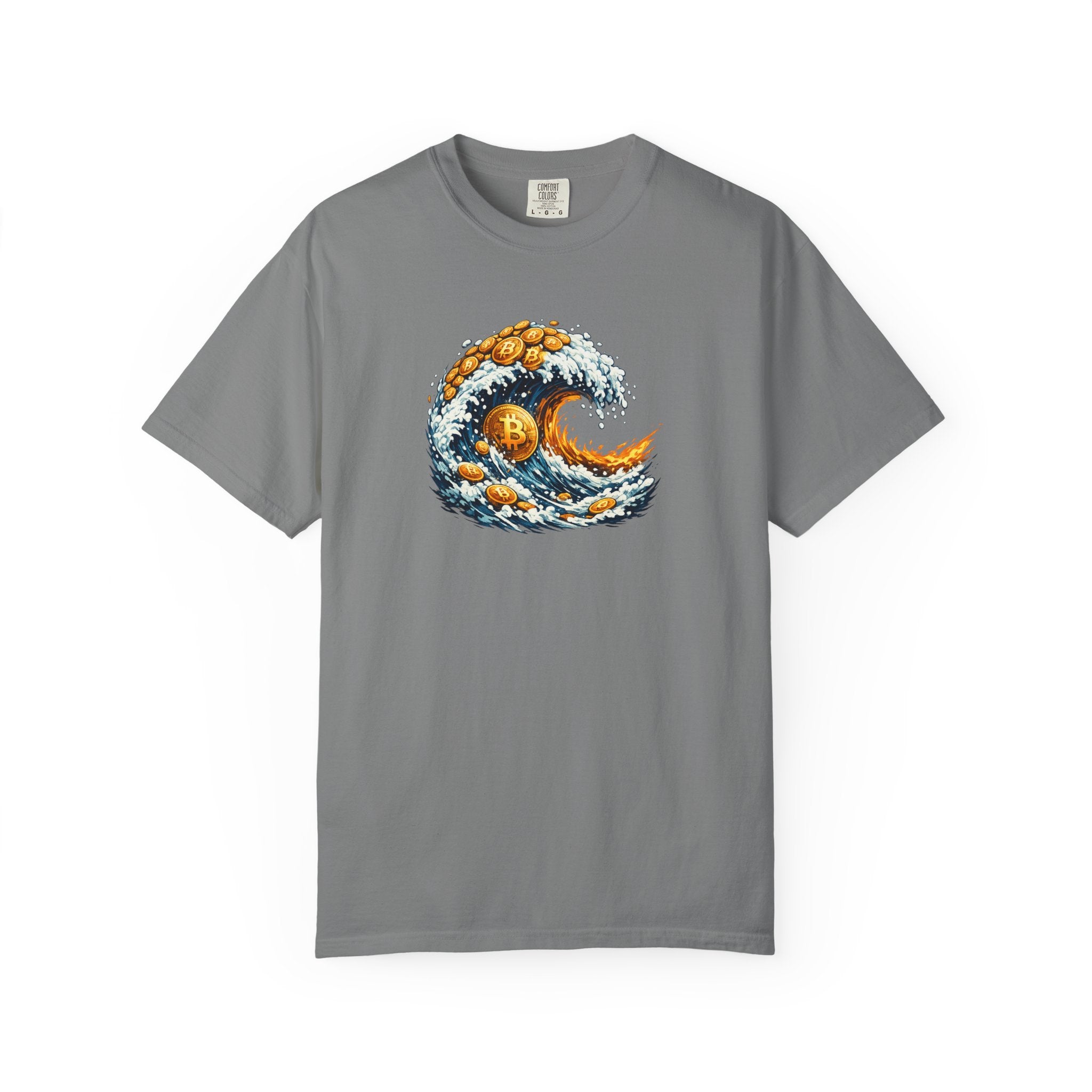 Bitcoin Tidal Wave T-Shirt Futuristic Crypto Graphic Tee Bitcoin Art Shirt Crypto Gift for Him 12 colors 100% cotton