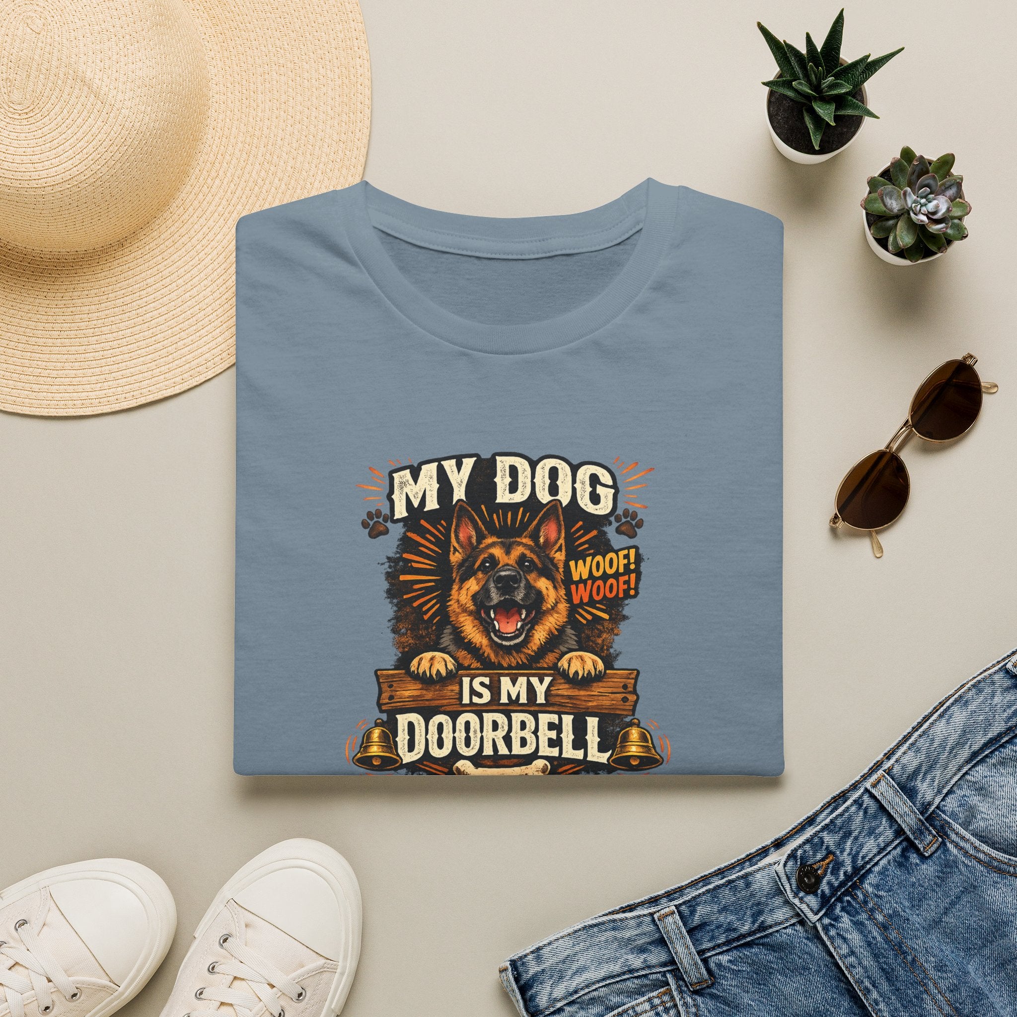 Mein Hund ist meine Türklingel T-Shirt Lustiges Hundeliebhaber-Shirt Hunde Mama Tee Haustierbesitzer Humor Shirt Niedliches Hunde Grafik Tee 6 Farben 100% Baumwolle