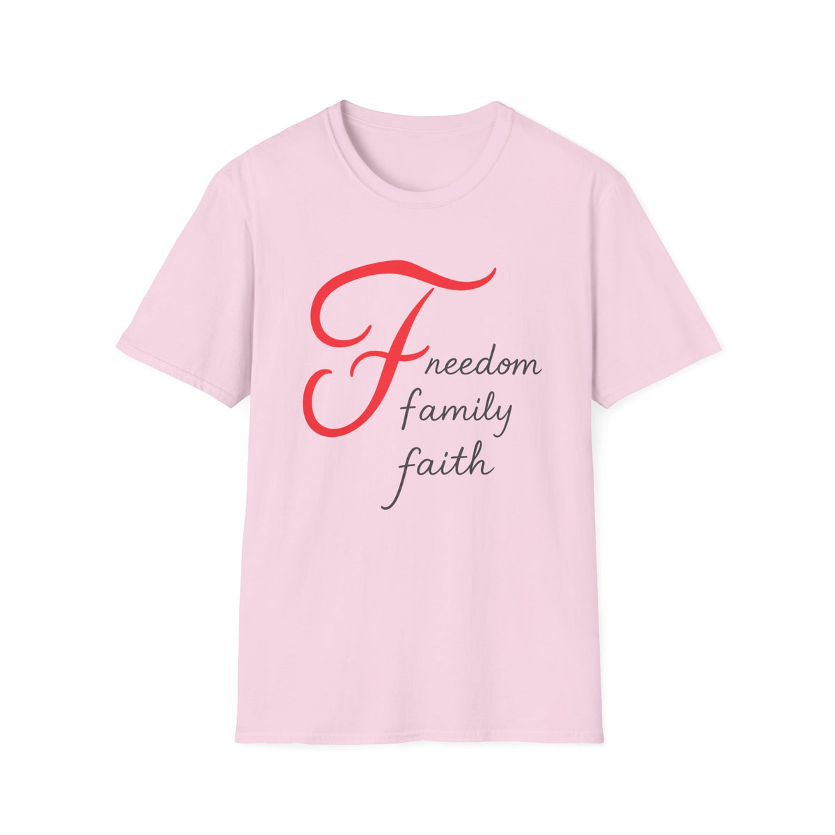 SatsandStripes.com Freedom Family Faith T-Shirt Inspirational Christian Tee Pink