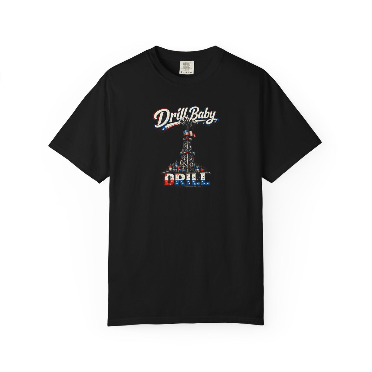 Sats and Stripes Drill Baby Drill Patriotic Oilfield T-Shirt MAGA Energy Independence Shirt Pro Oil & Gas USA Graphic Tee Black