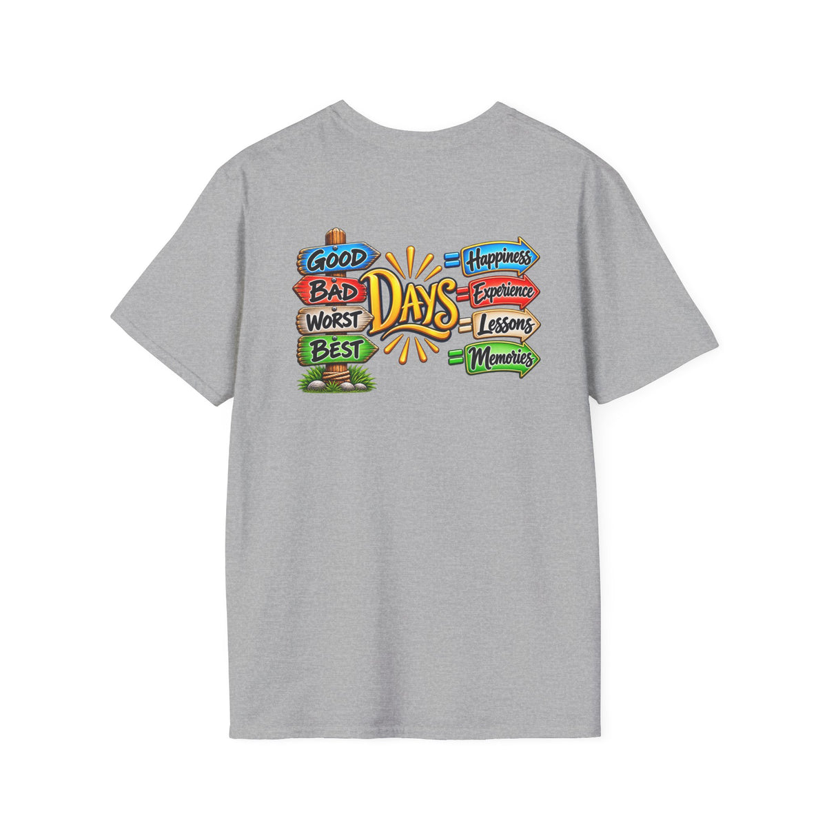 SatsandStripes.com Positive Vibes All Day Softstyle® T-Shirt – Good Days, Life Lessons & Memories Graphic Tee Sport Grey