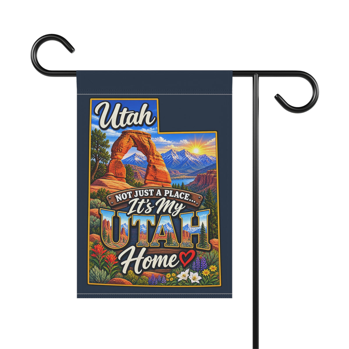 Satsandtripes.com Utah Is Home Garden Flag – Scenic Mountain & Red Rock Yard Flag Utah Pride Outdoor Decor 12 x 18