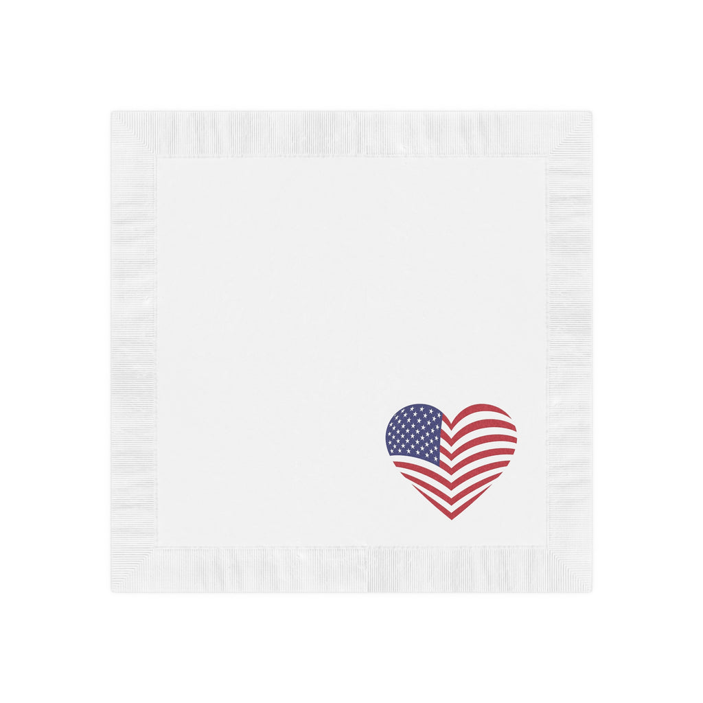 American Flag Heart Napkins Patriotic Party Napkins for 4th of July Memorial Day USA Celebrations (50 or 100 Count) 2 sizes