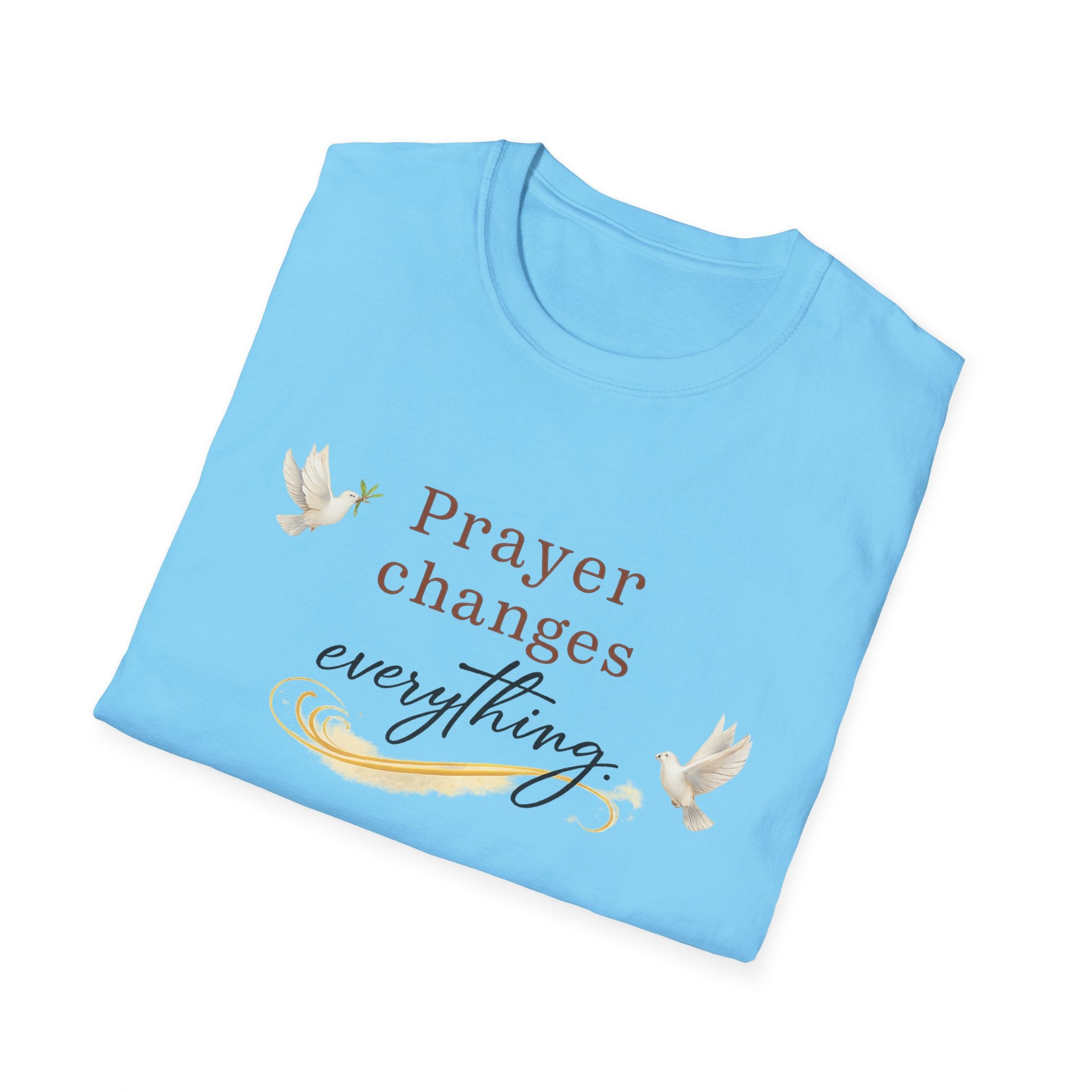Prayer Changes Everything Shirt Christian Faith T-Shirt for Women Inspirational Church Tee Religious Gift 6 colors 100% cotton