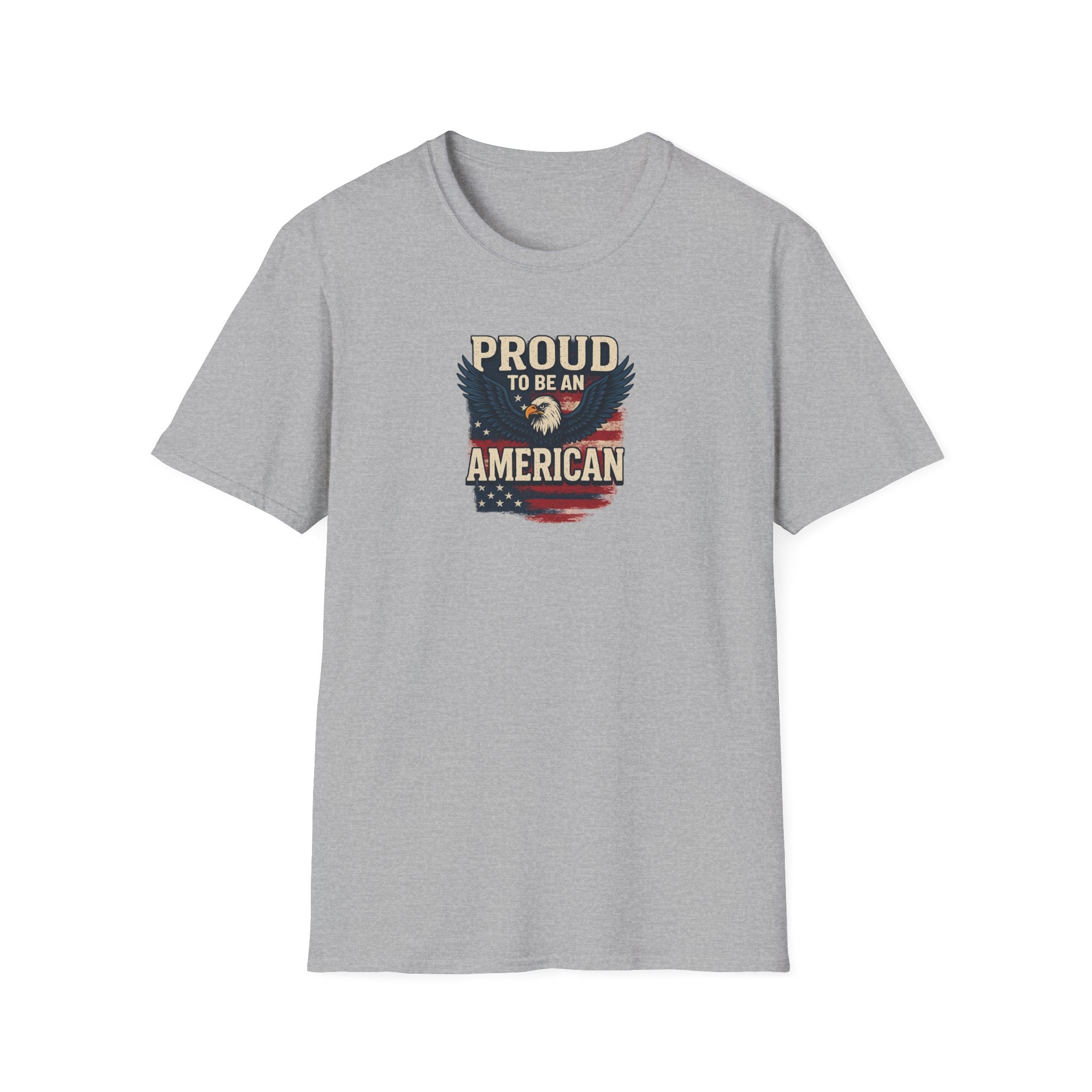 Proud to be an American at Least I know I'm Free Patriotic Tee with Eagle and Flag 5 colors 100% cotton