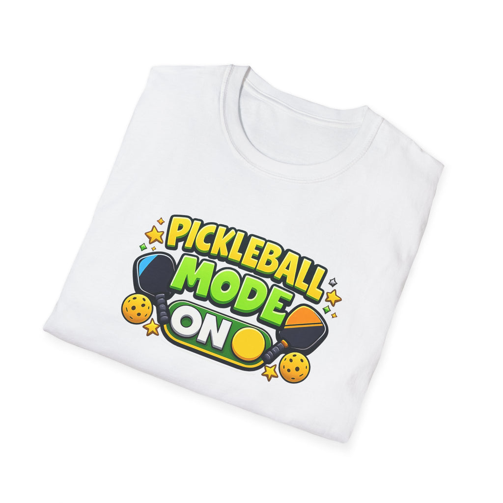 Pickleball Mode ON T-Shirt - Funny Pickleball Shirt for Men and Women, 5 Colors, 100% Cotton