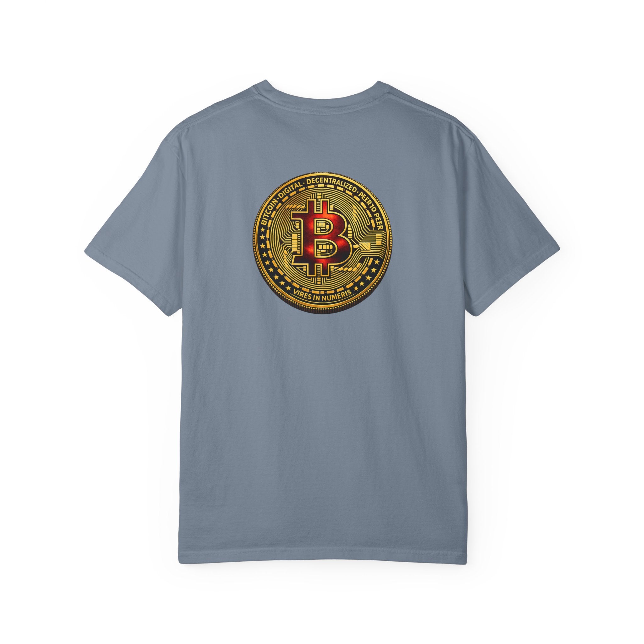 Rot-goldenes Bitcoin-Münz-T-Shirt mit Rückenprint Krypto Dezentralisiertes Grafik-T-Shirt 5 Farben 100% Baumwolle