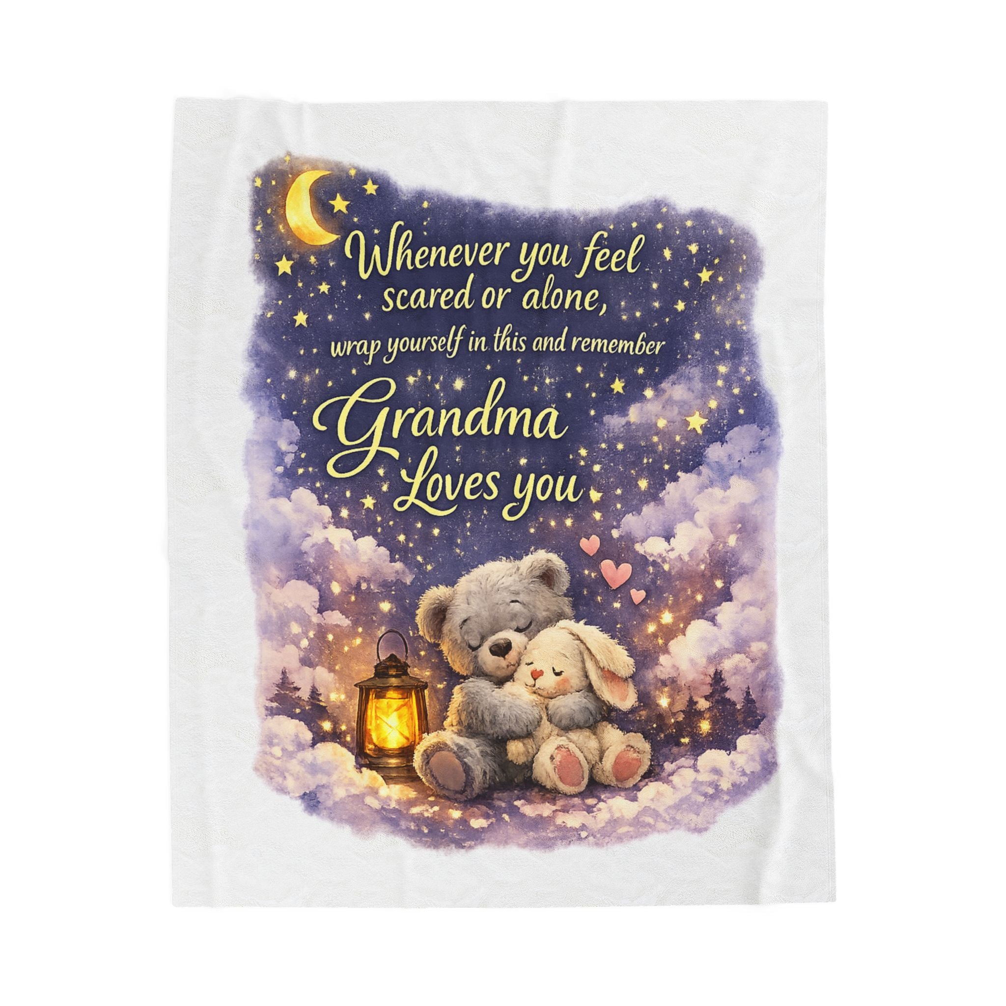 Grandma Loves You Blanket Comforting Message Throw for Kids Gift from Grandma Cozy Bedtime Security Blanket 50" x 60"