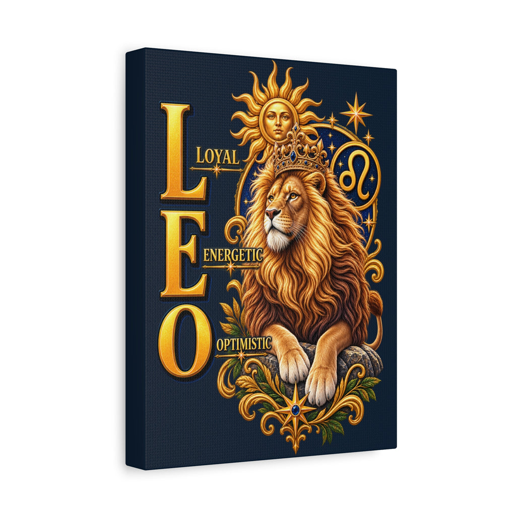 SatsandStripes.com Leo Zodiac Canvas Wall Art – Loyal Energetic Optimistic Lion Astrology Decor 9" x 12" Zodiac Canvas Wall Art
