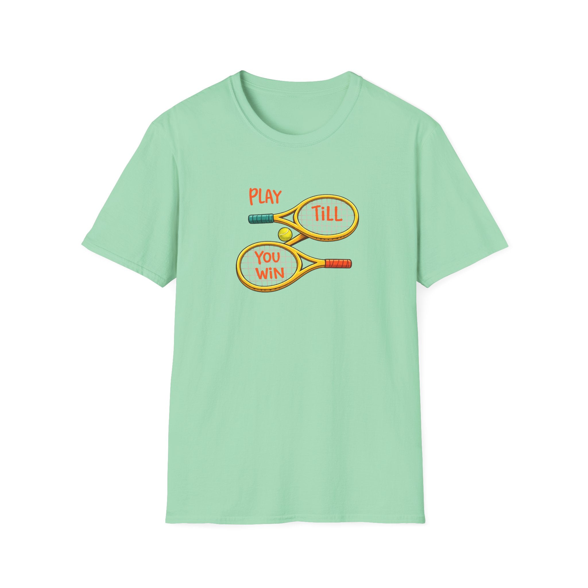 Spiele bis du gewinnst Tennis-Shirt Motivierendes Tennis-T-Shirt Athlet Sport-T-Shirt Tennisliebhaber Geschenk 5 Farben 100% Baumwolle