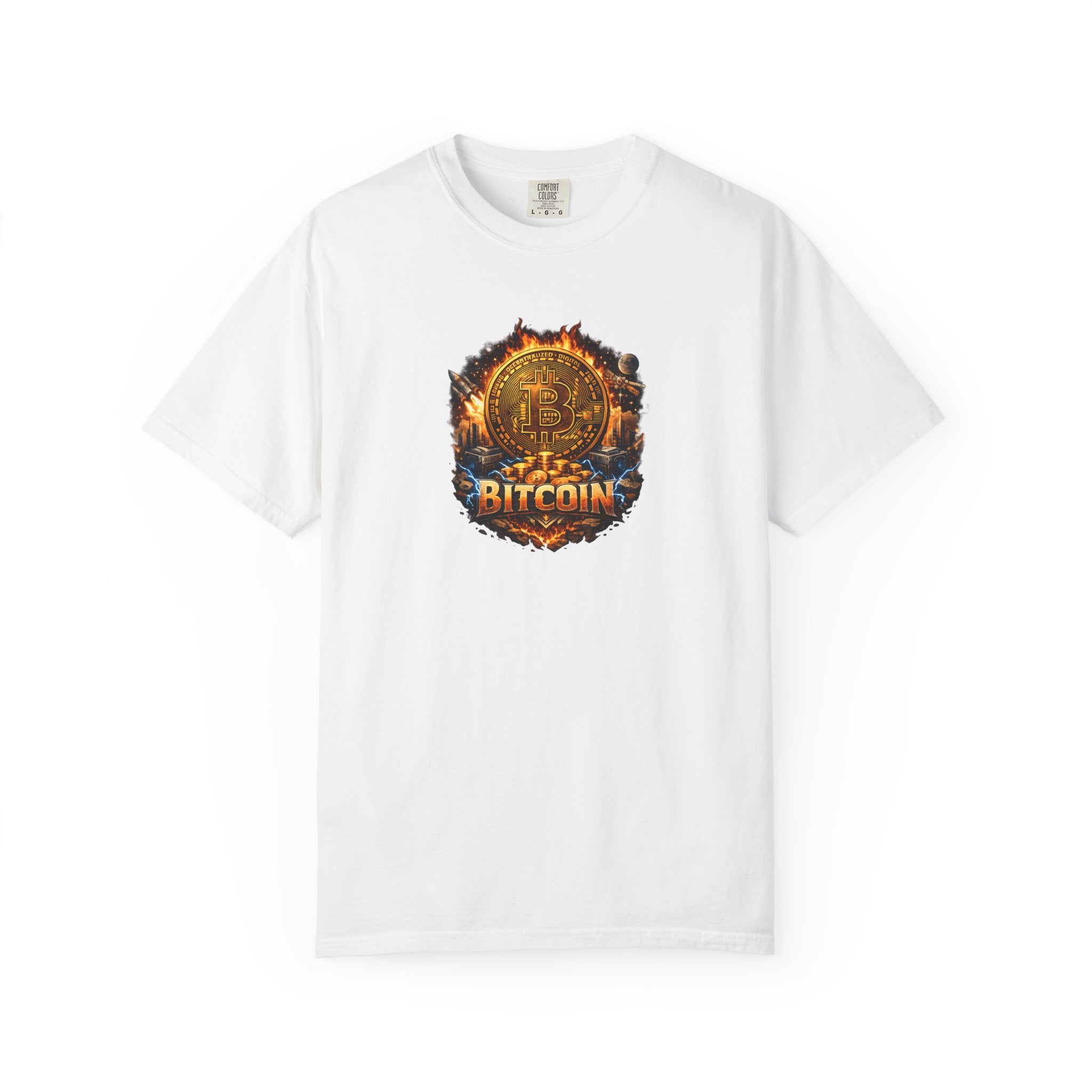 Bitcoin Flame Logo T-shirt Crypto Graphic Tee Digital Currency Design 12 colors 100% cotton