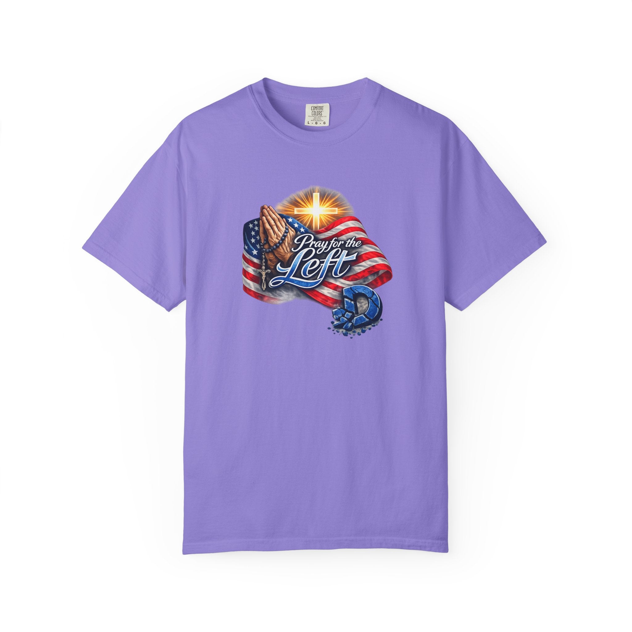 Pray for the Left Patriotic Christian TShirt Faith-Freedom Religious Flag Tee Inspirational Prayer Shirt 8 colors 100% cotton