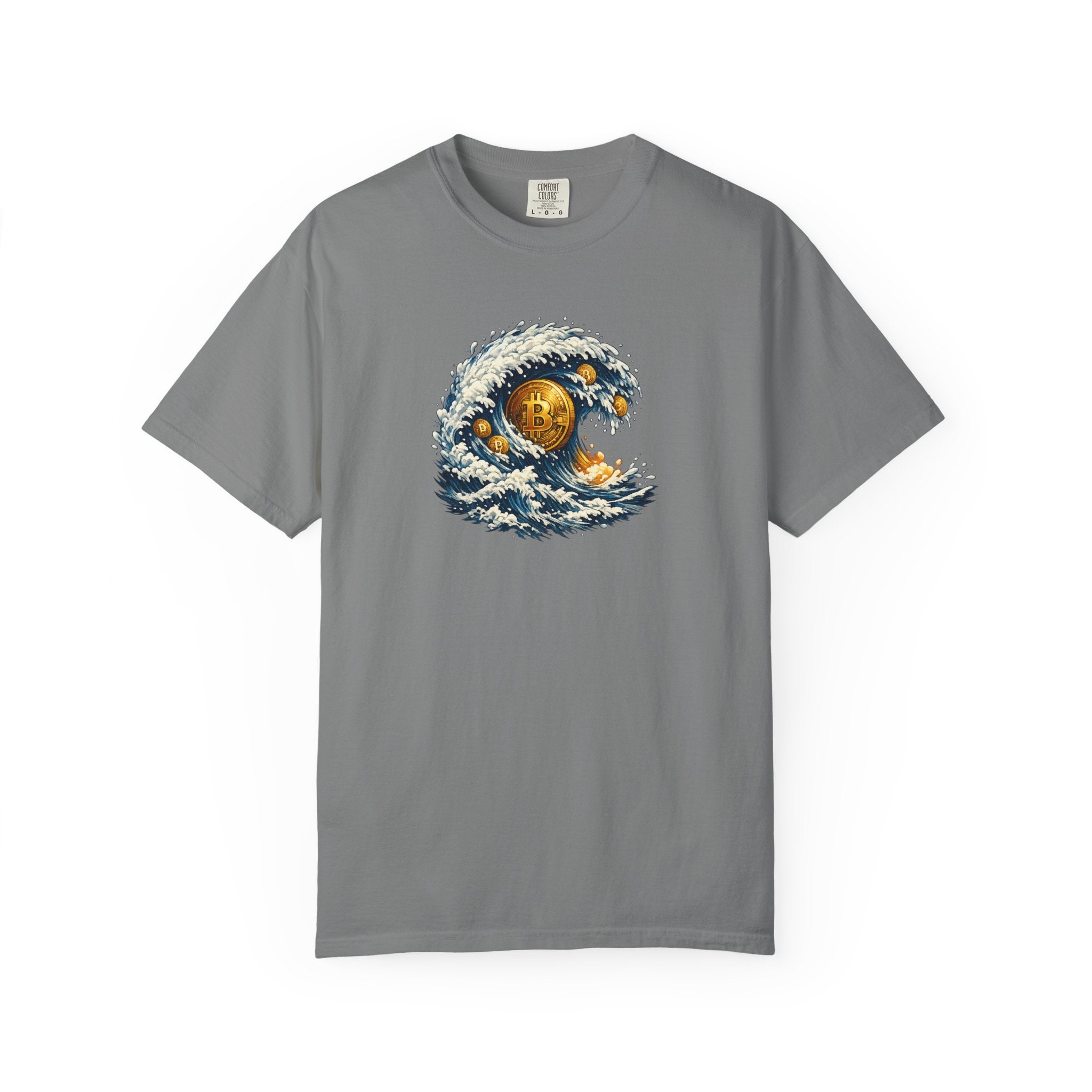 Bitcoin Tidal Wave T-Shirt Futuristic Crypto Graphic Tee Bitcoin Art Shirt Crypto Gift 12 colors 100% cotton