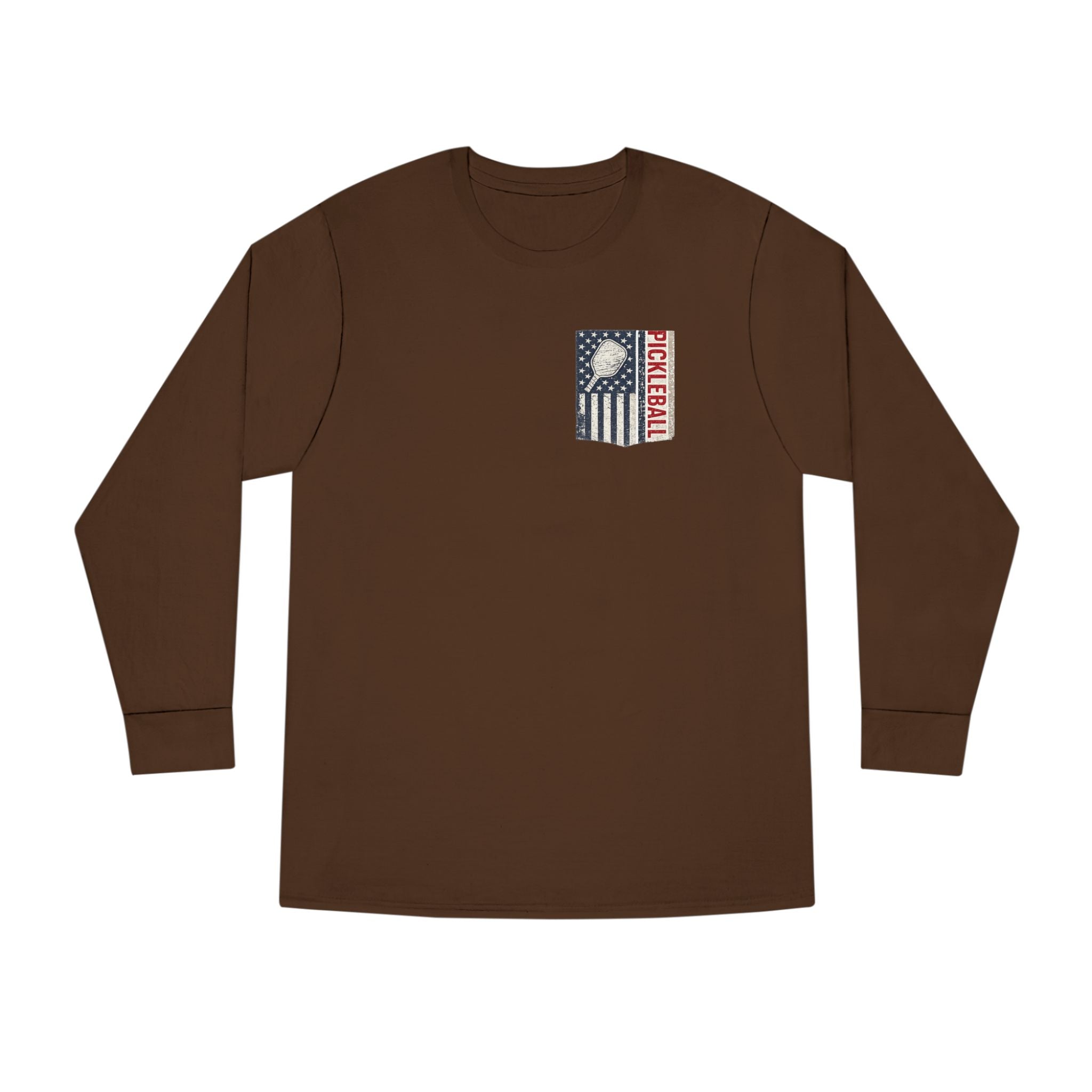 Women's Pickleball Flag Long Sleeve Shirt Vintage Patriotic USA Pickleball TShirt Tee Court Player Gift 7 colors 100% cotton