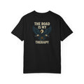 Sats and Stripes The Road is my Therapy T-shirt Harley Motorcycle Rider Tee Black