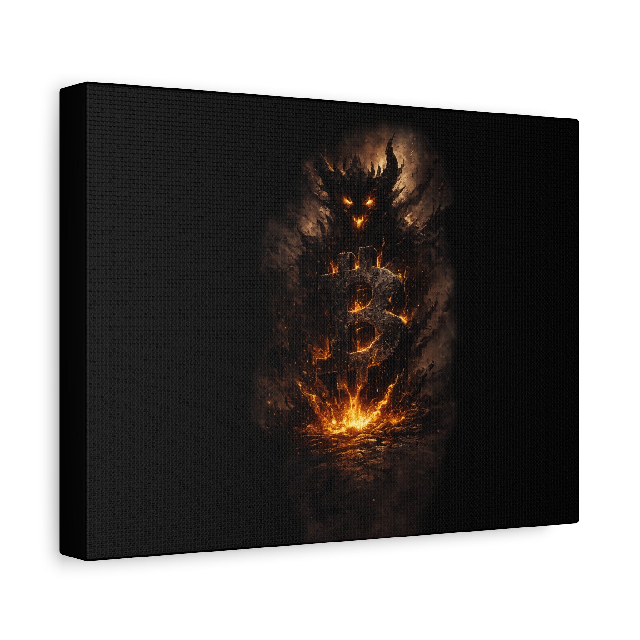 Bitcoin Dark Shadow Matte Canvas Bitcoin Wall Art 12 x 9